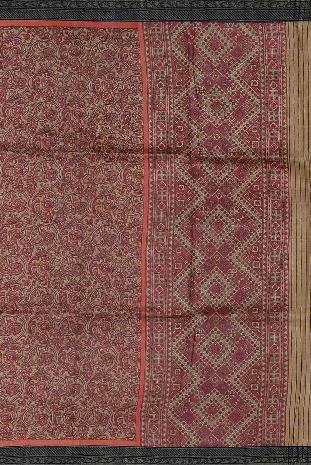 Beige Pashmina Silk Saree
