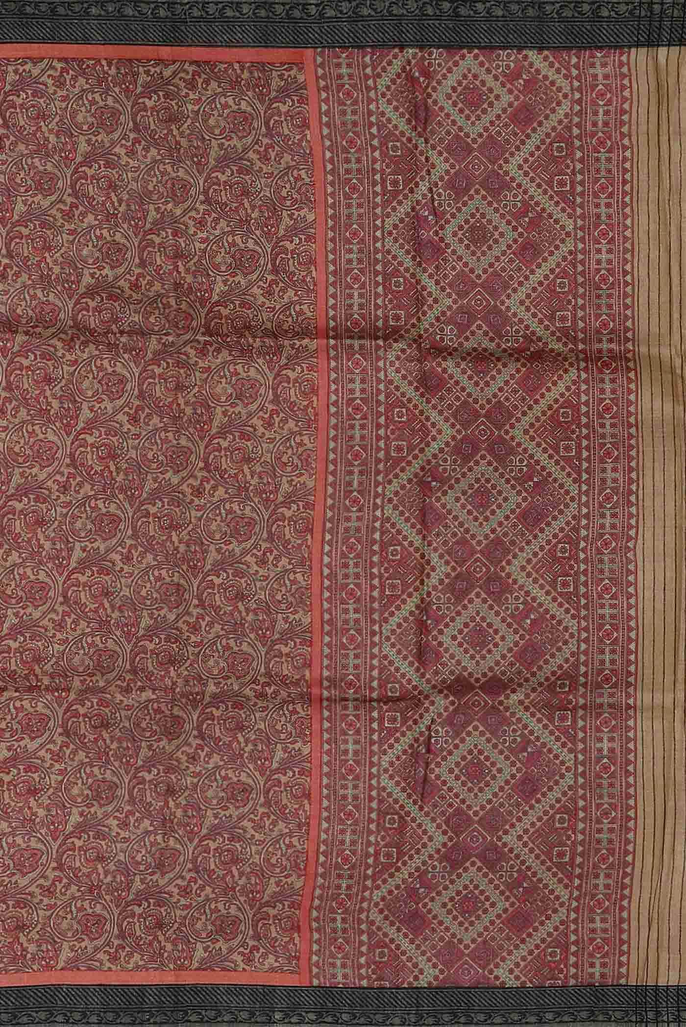 Beige Pashmina Silk Saree