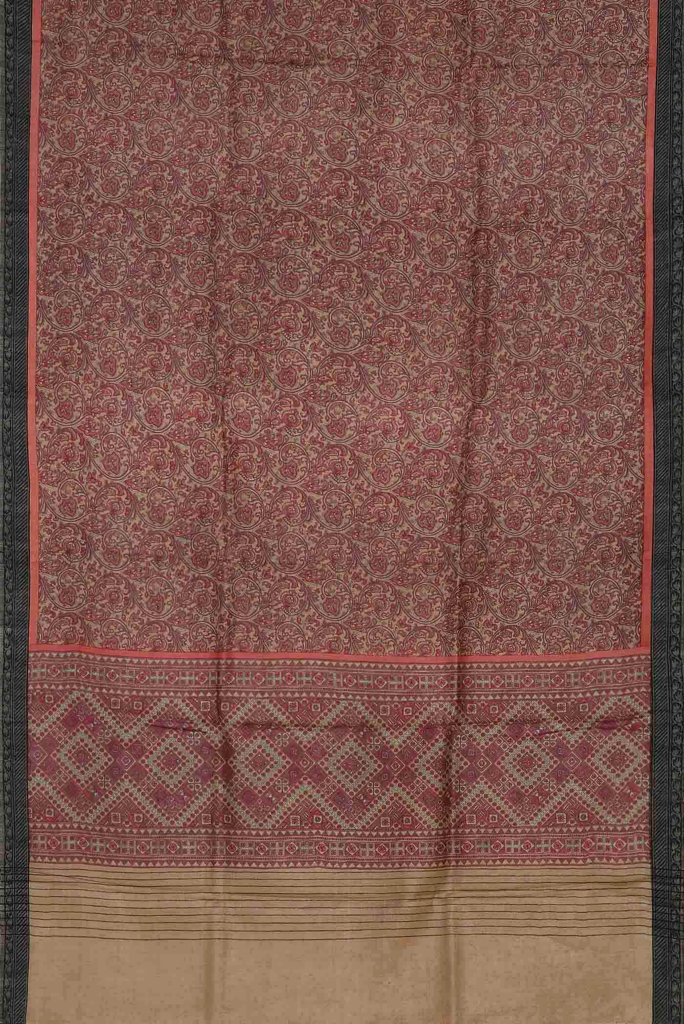 Beige Pashmina Silk Saree