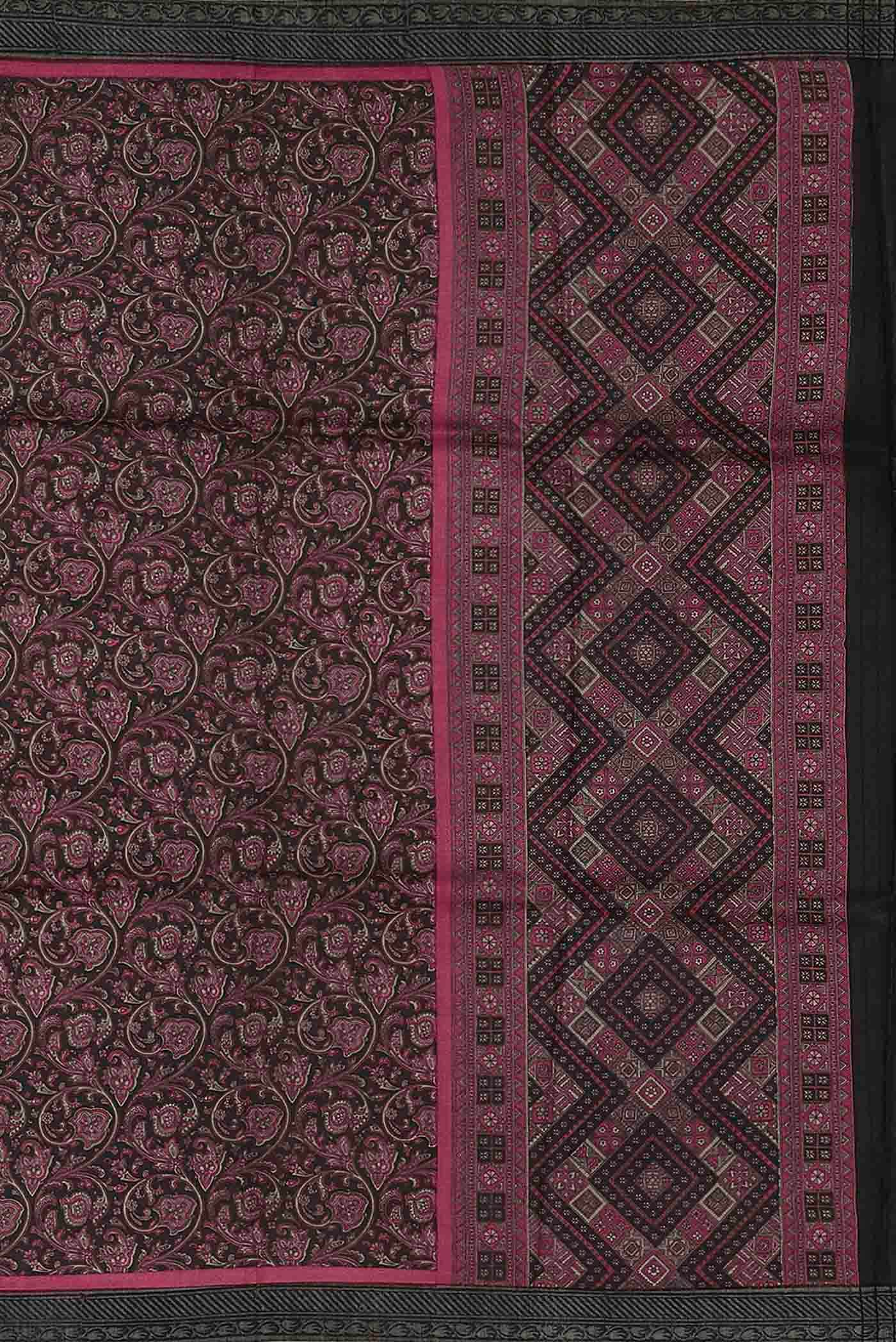 Black Pashmina Silk Saree