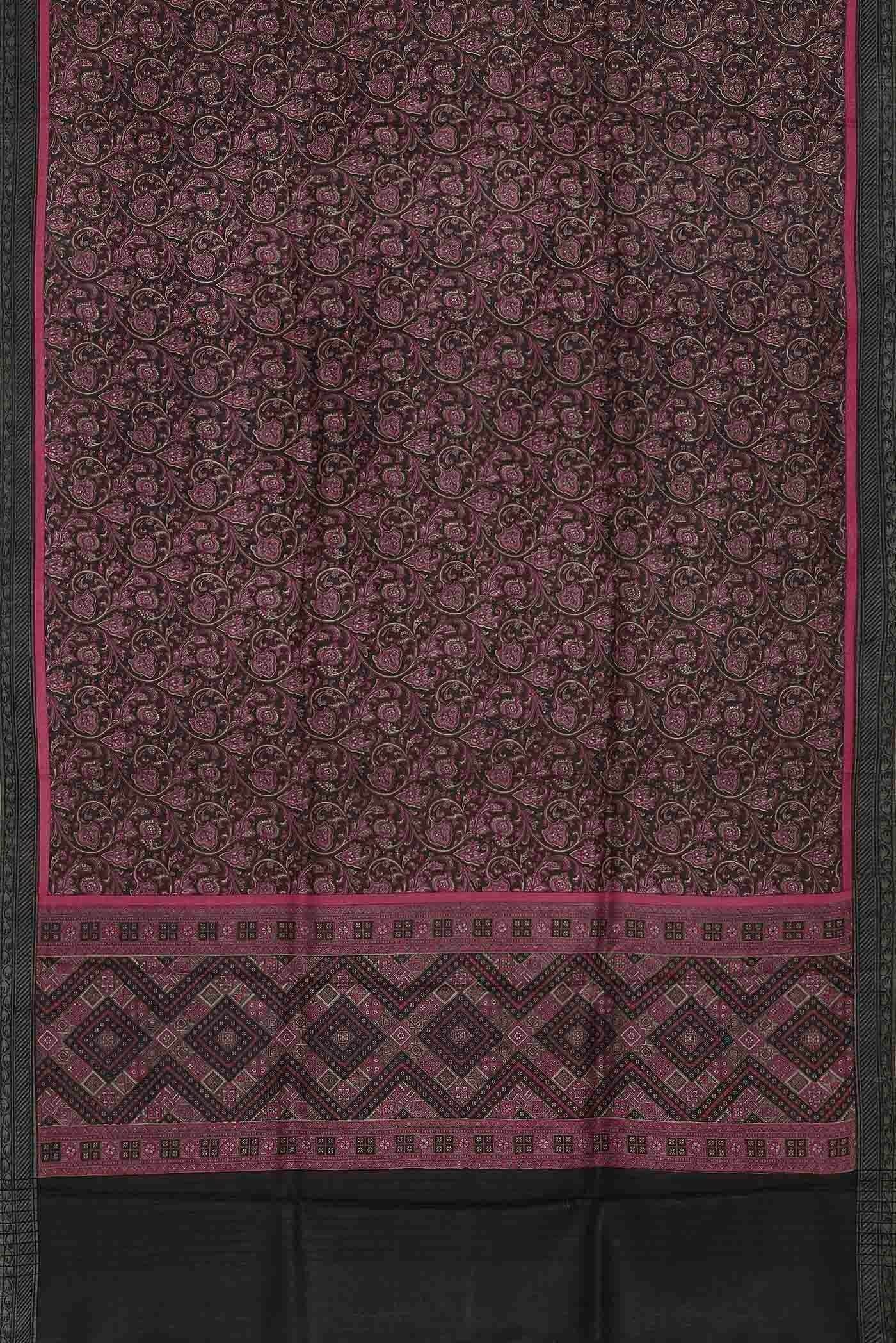 Black Pashmina Silk Saree
