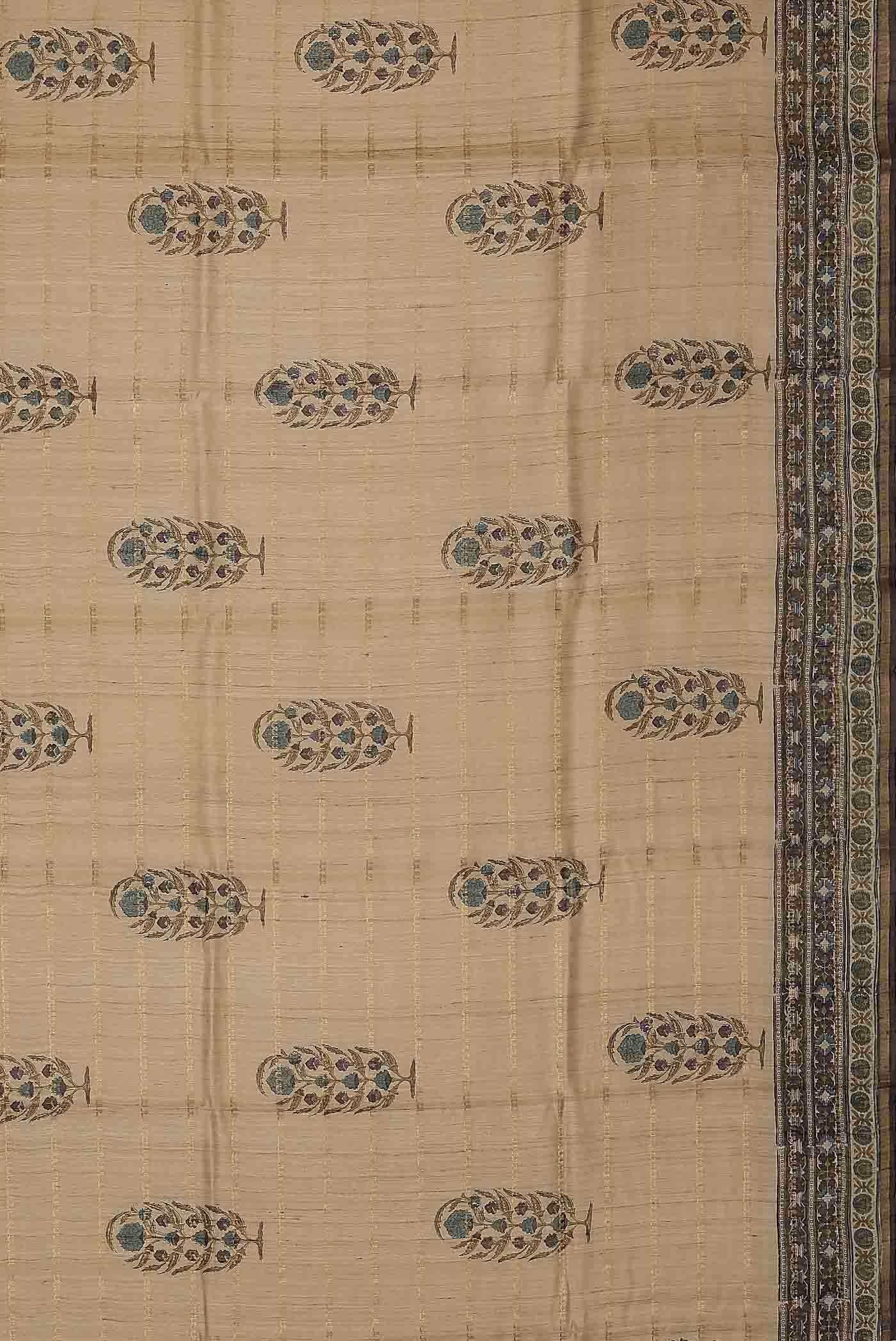 Beige Bhagalpuri Tussar Silk Saree