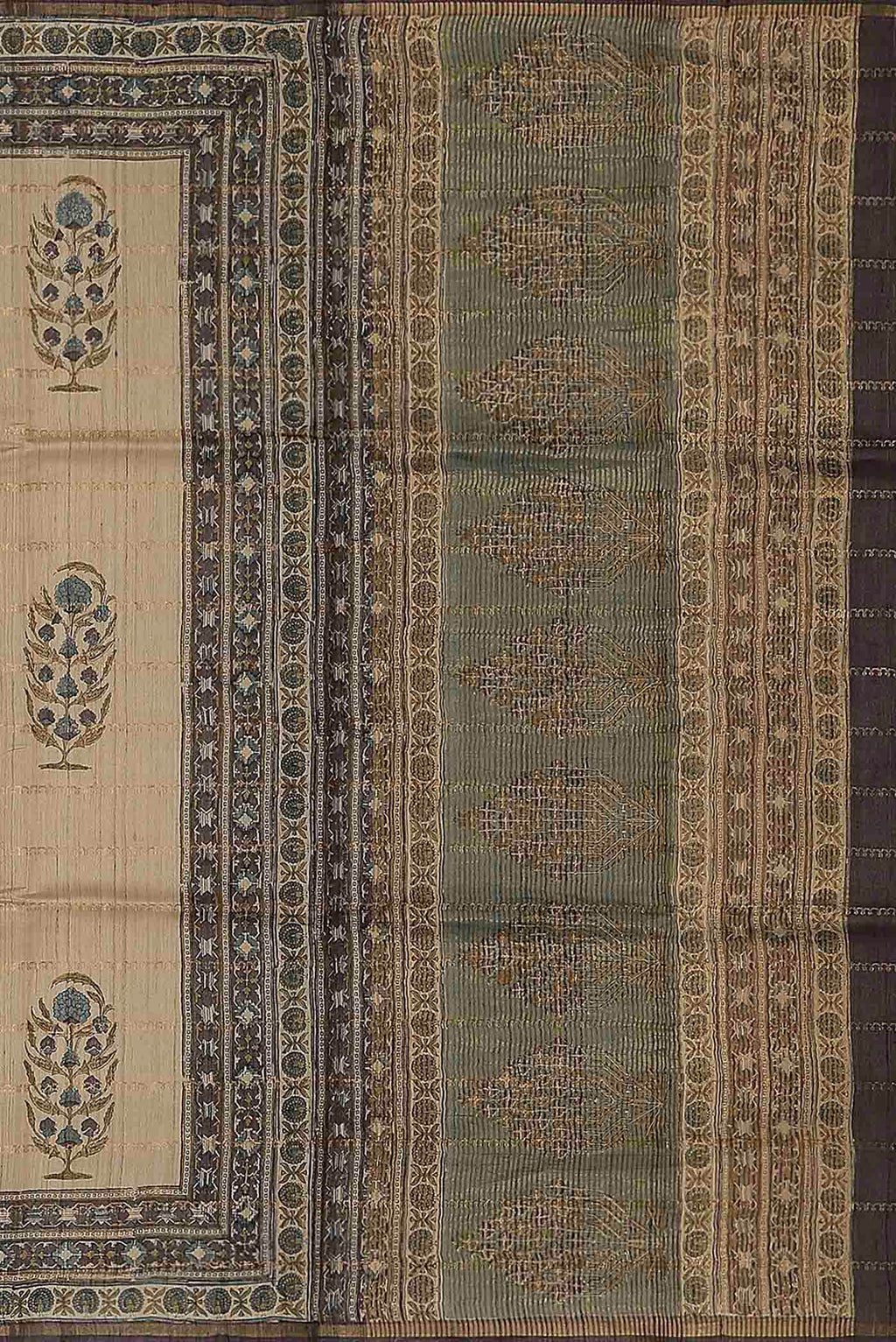 Beige Bhagalpuri Tussar Silk Saree