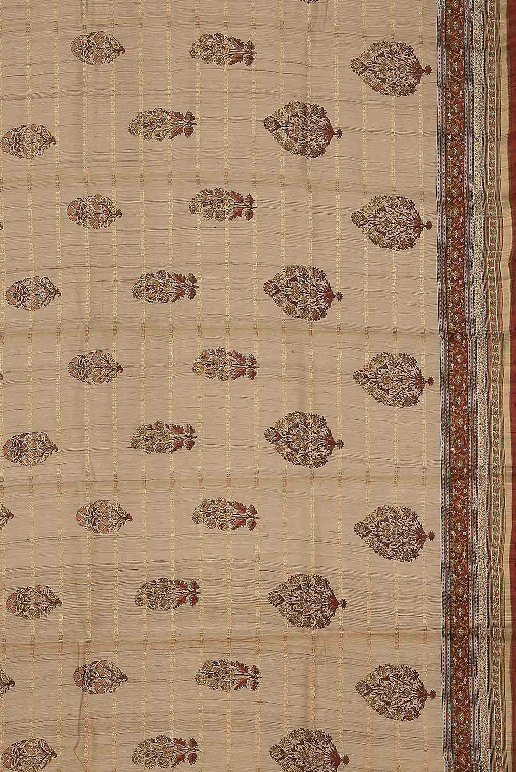 Beige Bhagalpuri Tussar Silk Saree