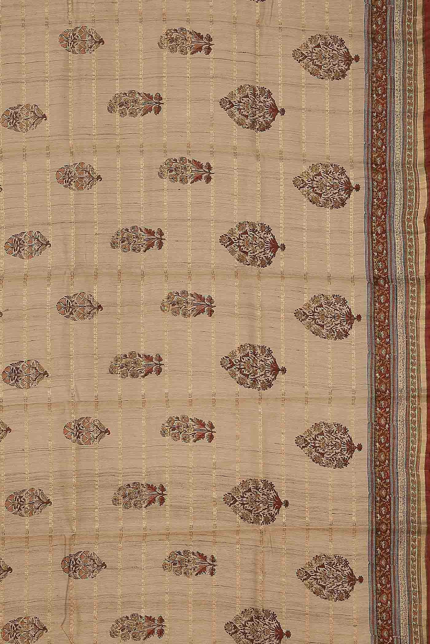 Beige Bhagalpuri Tussar Silk Saree