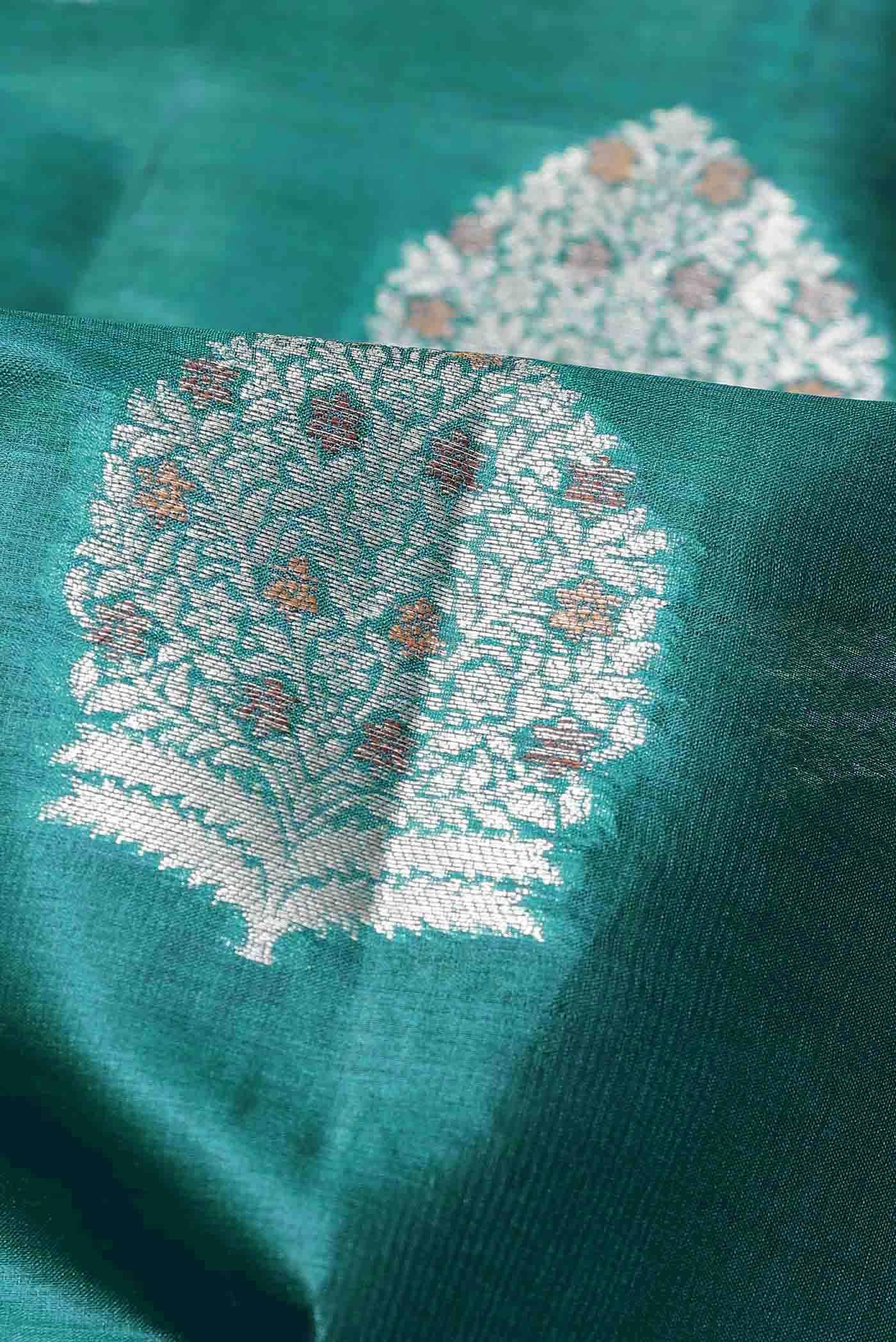 Green Banarasi Tussar Silk Saree