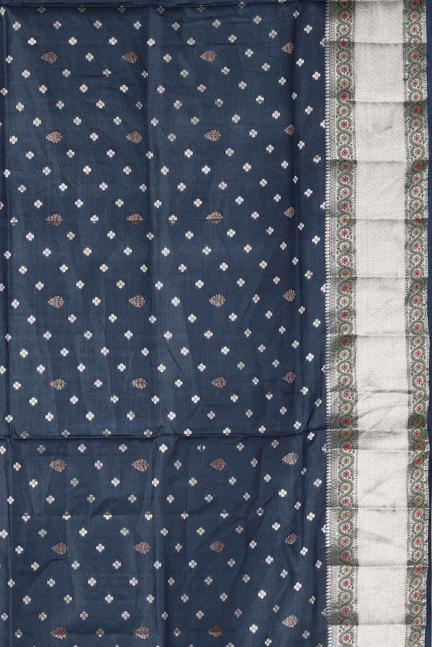Blue Banarasi Tussar Silk Saree