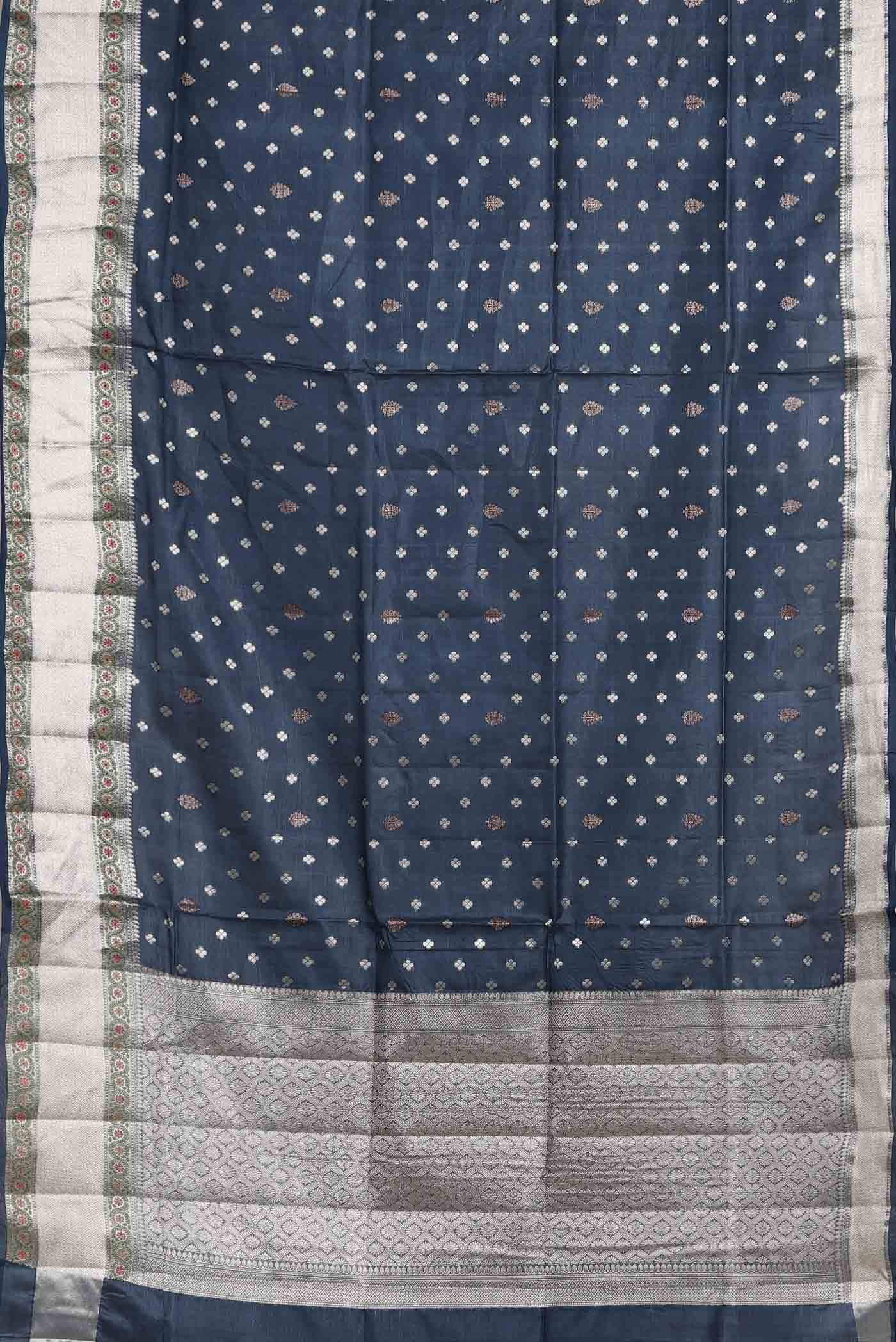 Blue Banarasi Tussar Silk Saree