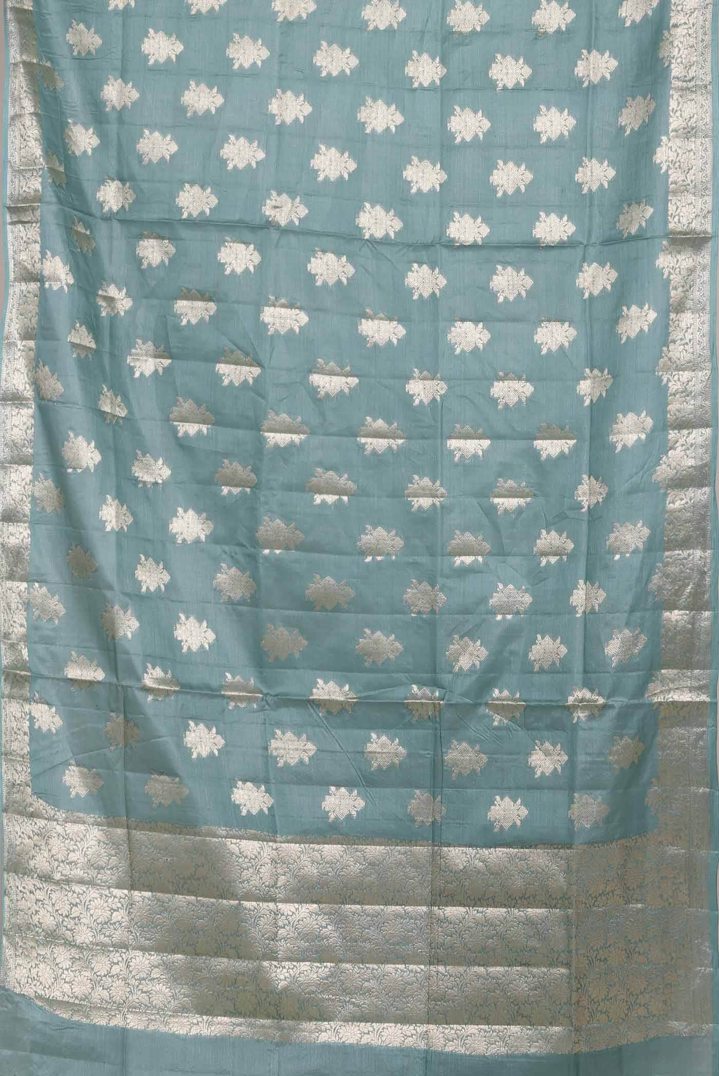 Blue Banarasi Tussar Silk Saree