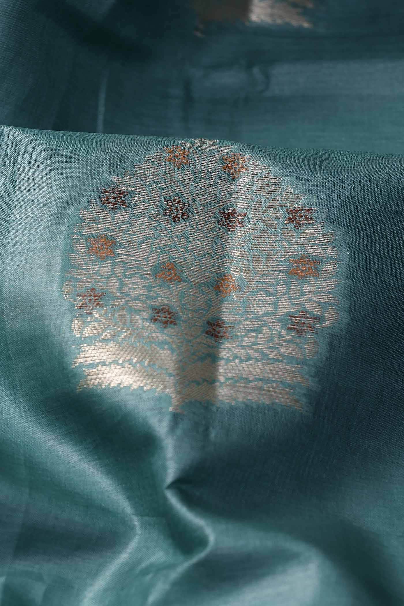 Blue Banarasi Tussar Silk Saree