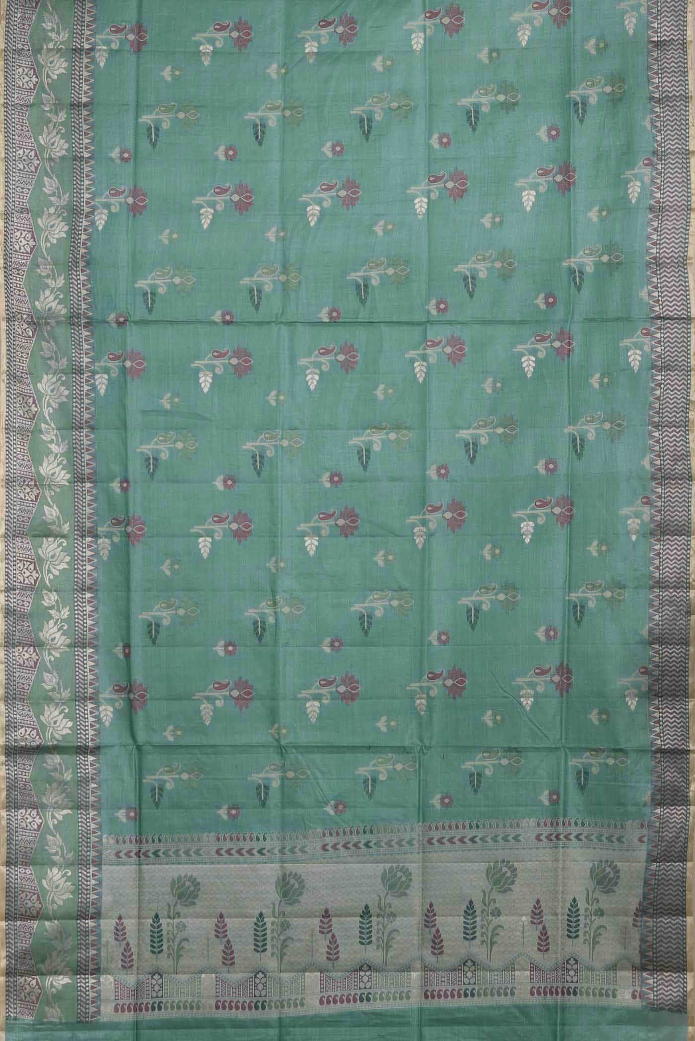 Blue Banarasi Tussar Silk Saree