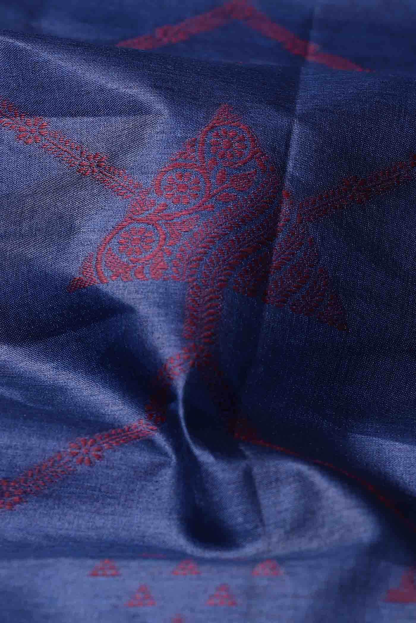 Blue Banarasi Tussar Silk Saree