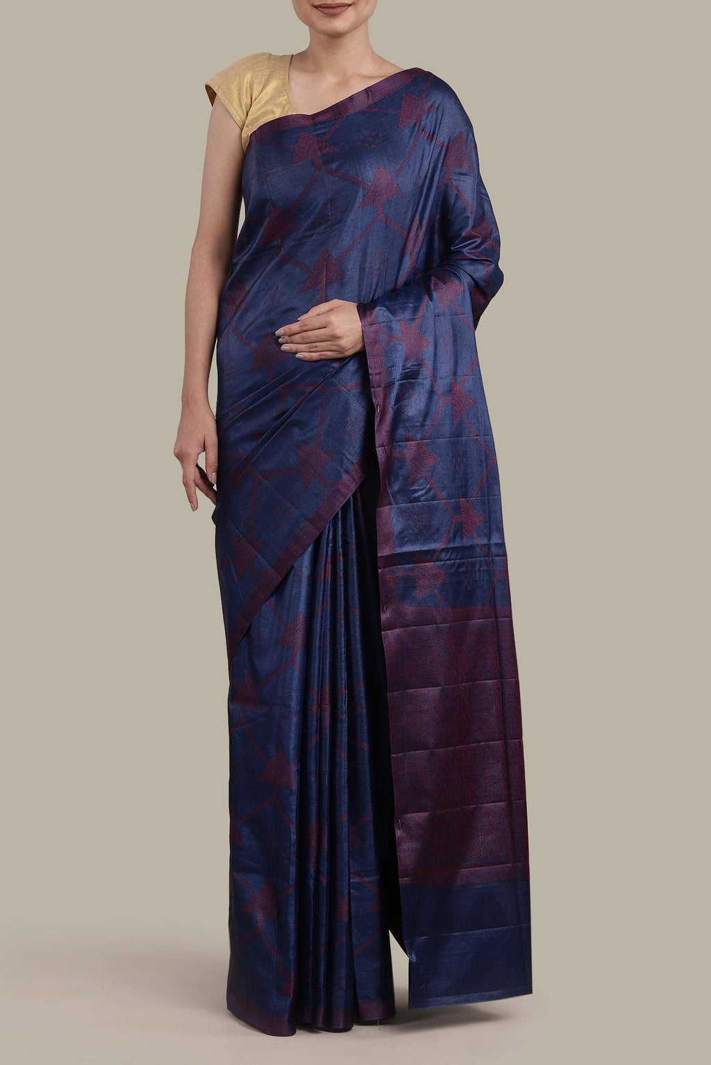 Blue Banarasi Tussar Silk Saree