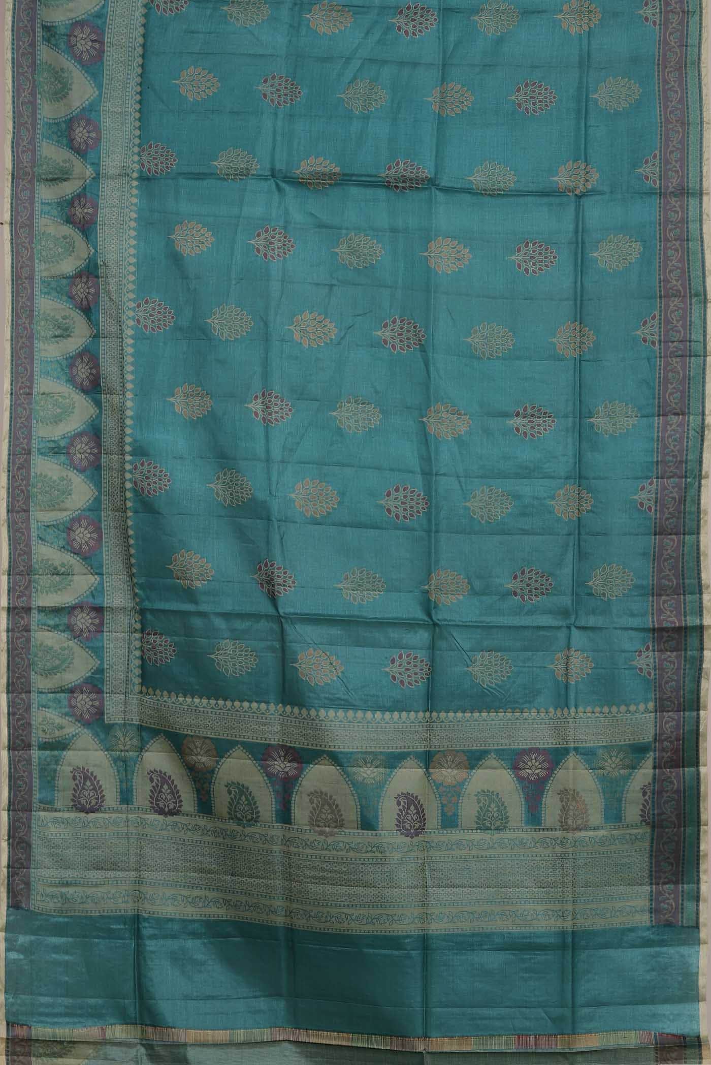 Blue Banarasi Tussar Silk Saree
