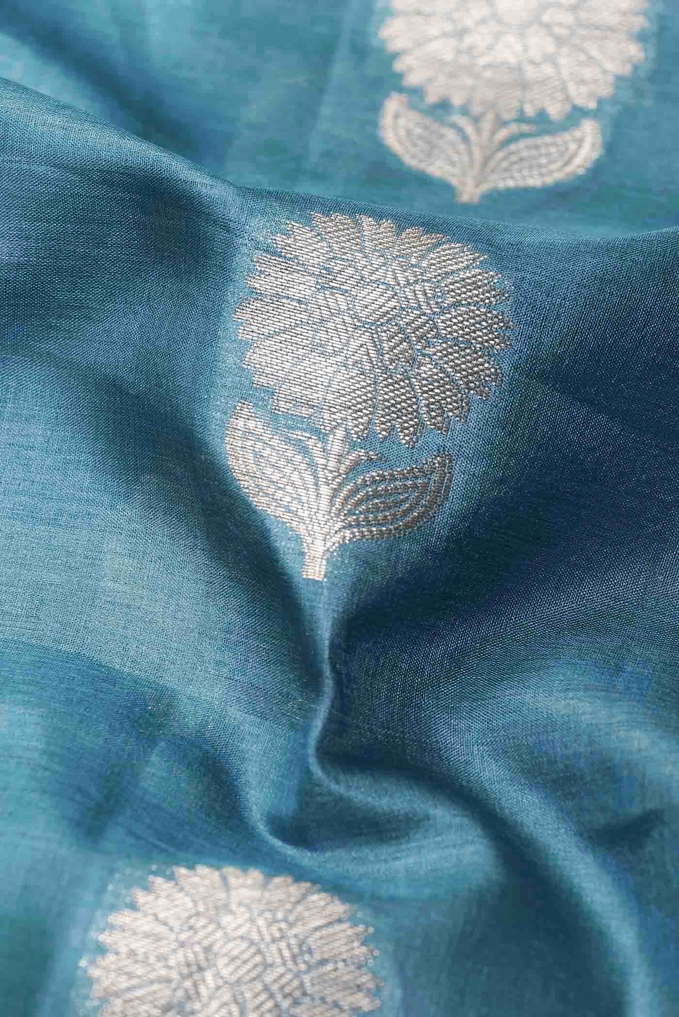 Blue Banarasi Tussar Silk Saree