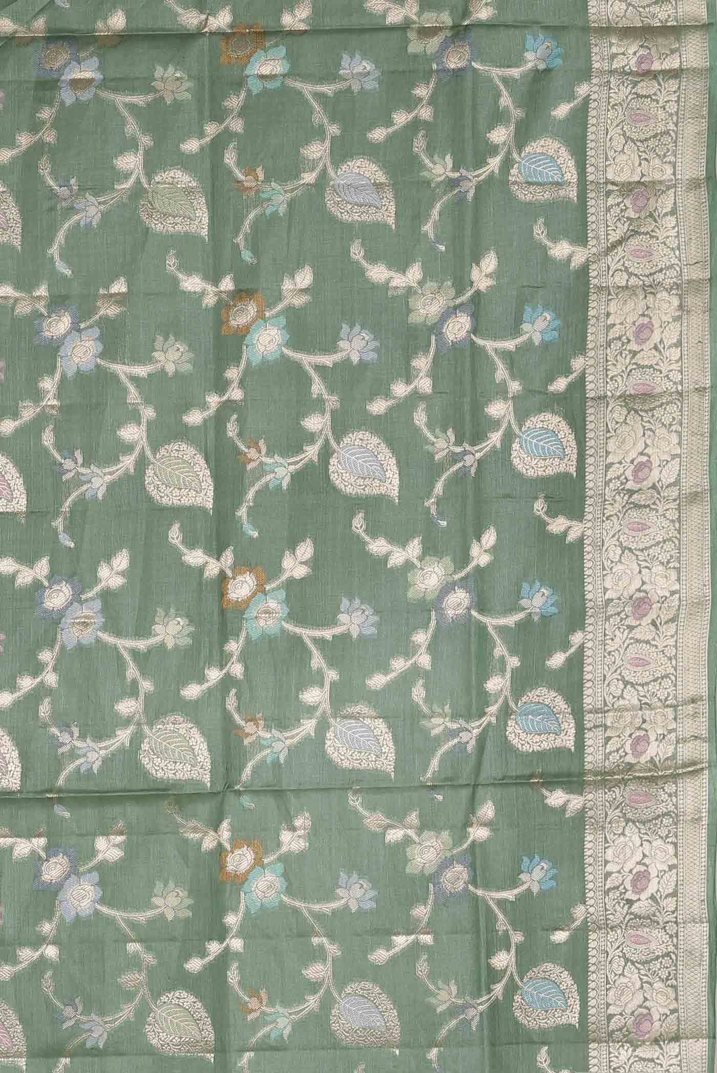 Green Banarasi Tussar Silk Saree