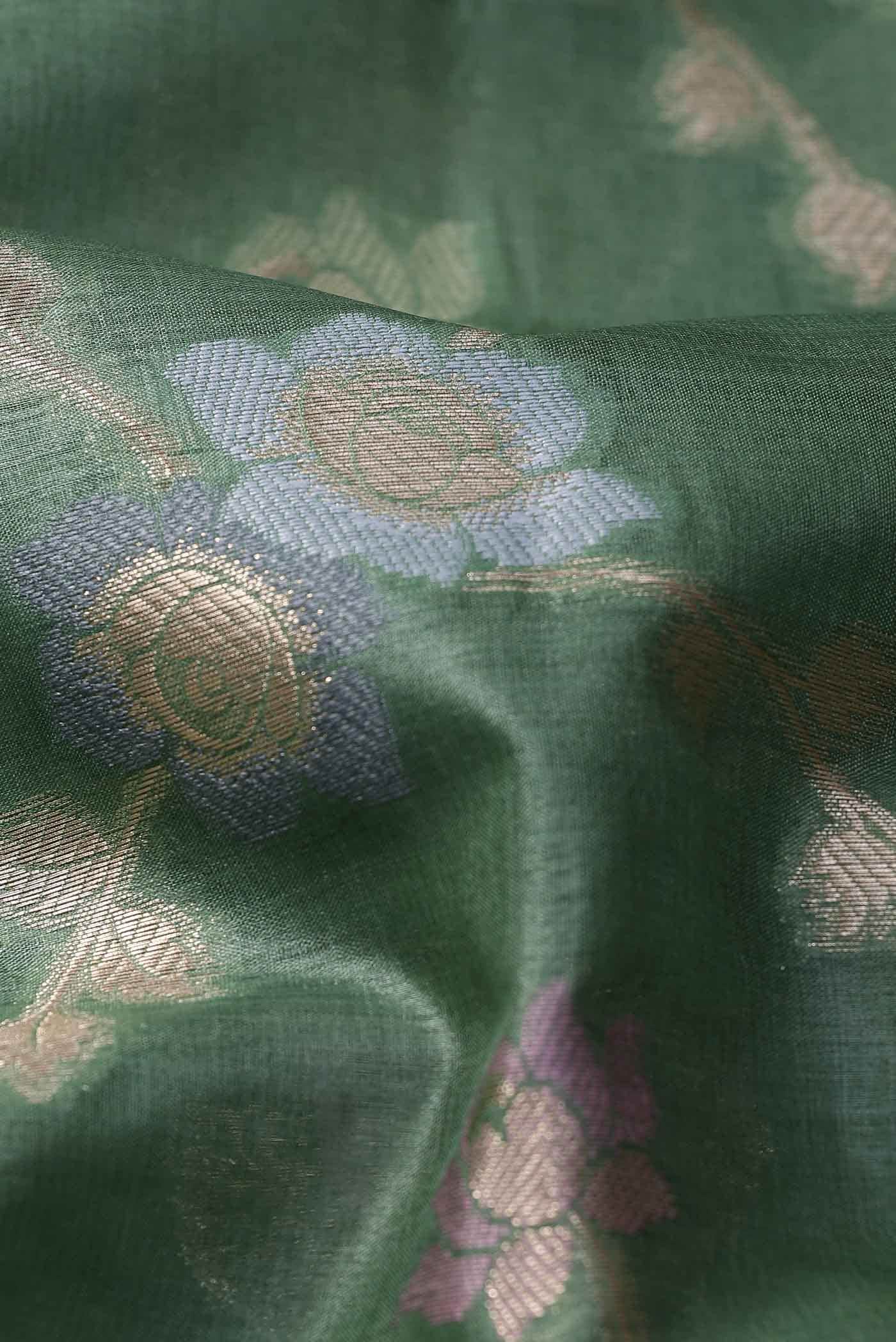 Green Banarasi Tussar Silk Saree
