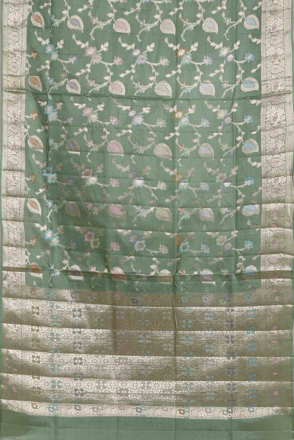 Green Banarasi Tussar Silk Saree