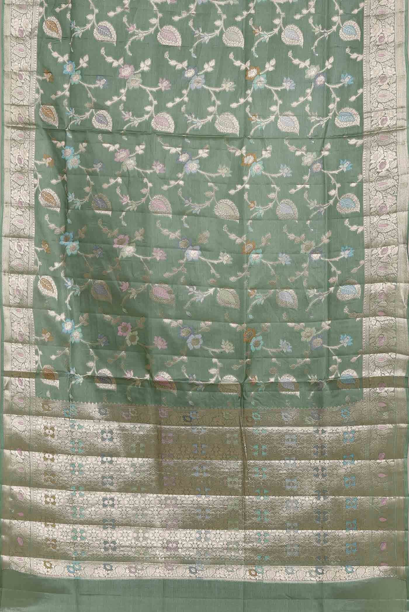 Green Banarasi Tussar Silk Saree