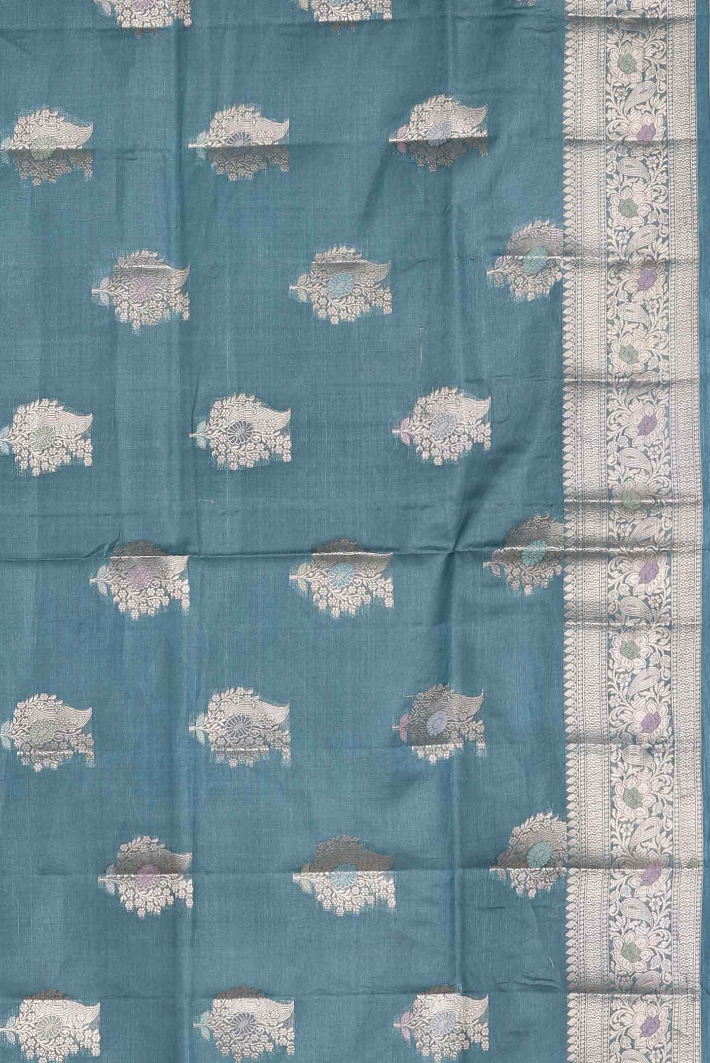 Blue Banarasi Tussar Silk Saree