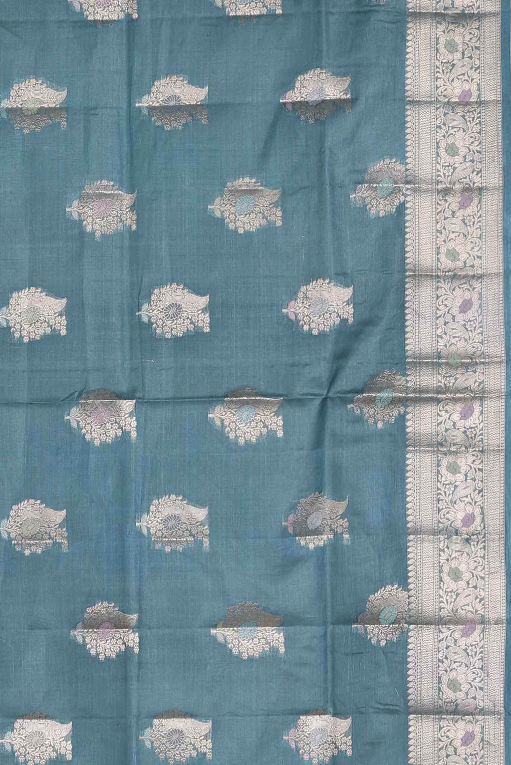 Blue Banarasi Tussar Silk Saree