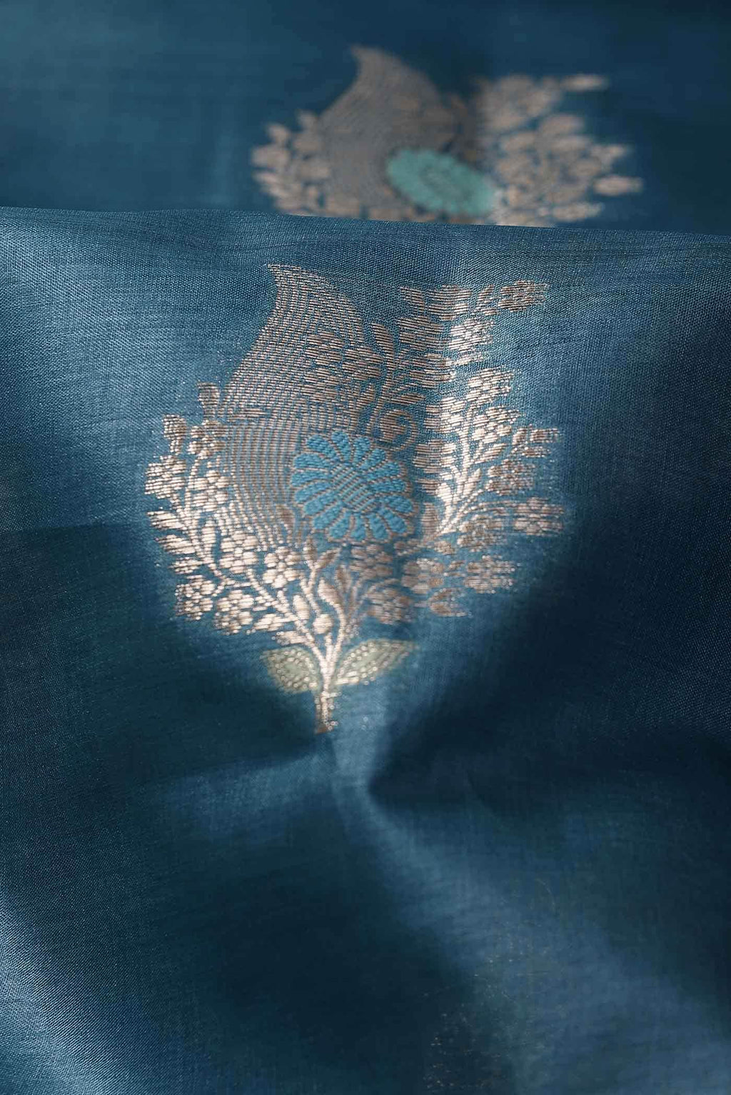Blue Banarasi Tussar Silk Saree