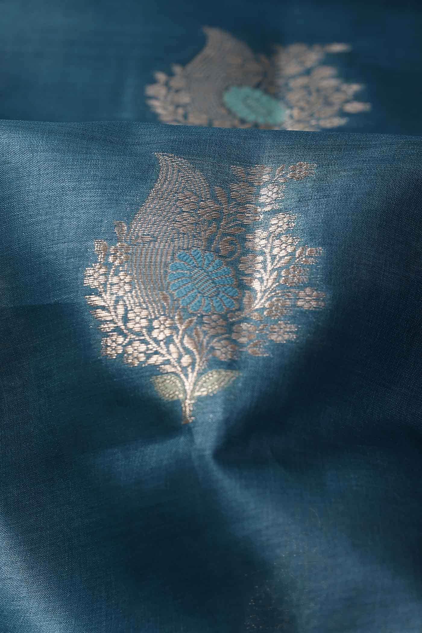 Blue Banarasi Tussar Silk Saree