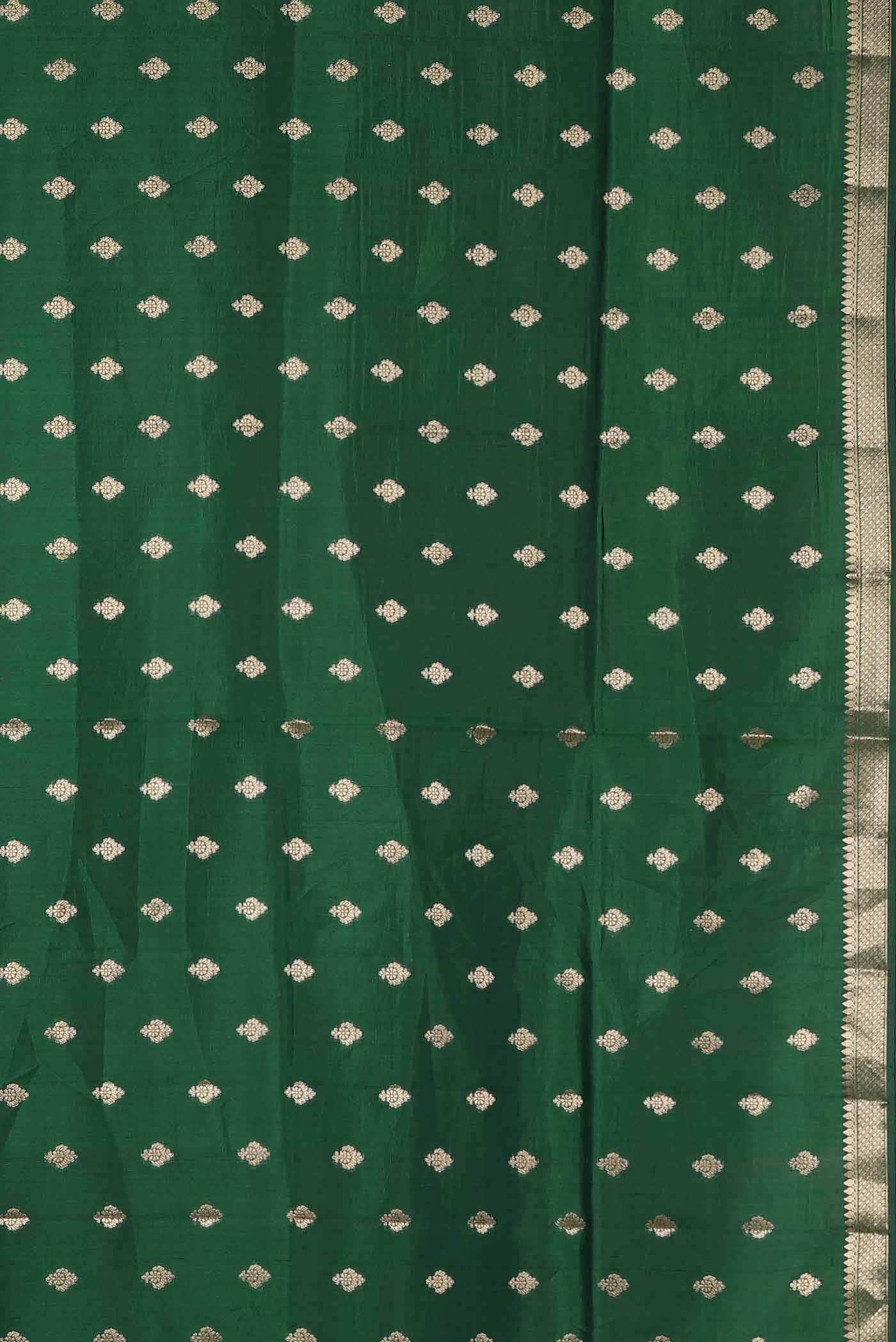 Green Banarasi Raw Silk Saree