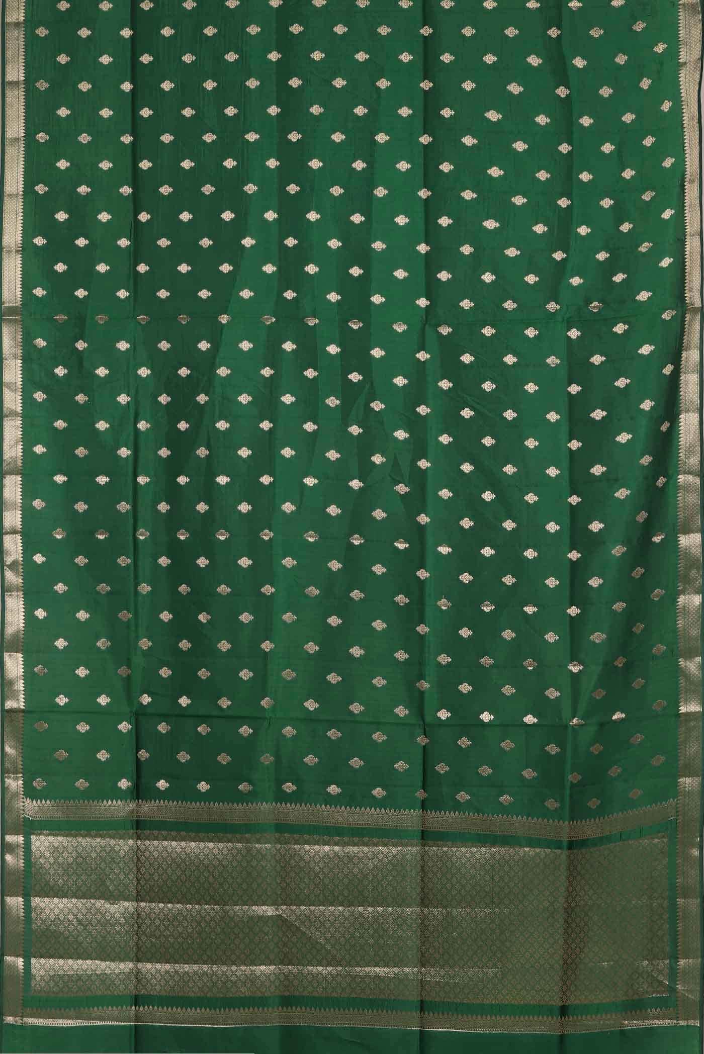 Green Banarasi Raw Silk Saree