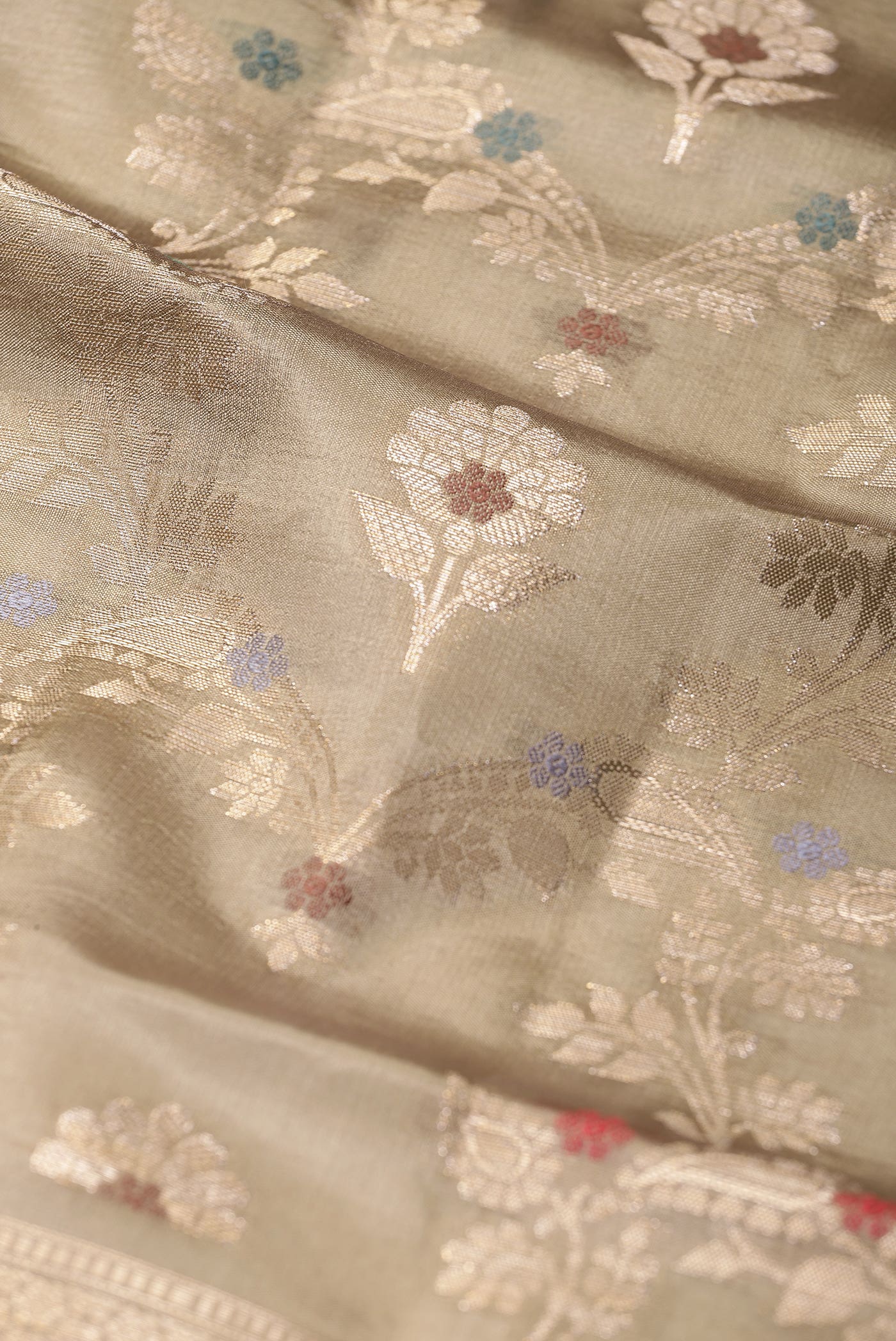 Beige Banarasi Raw Silk Saree
