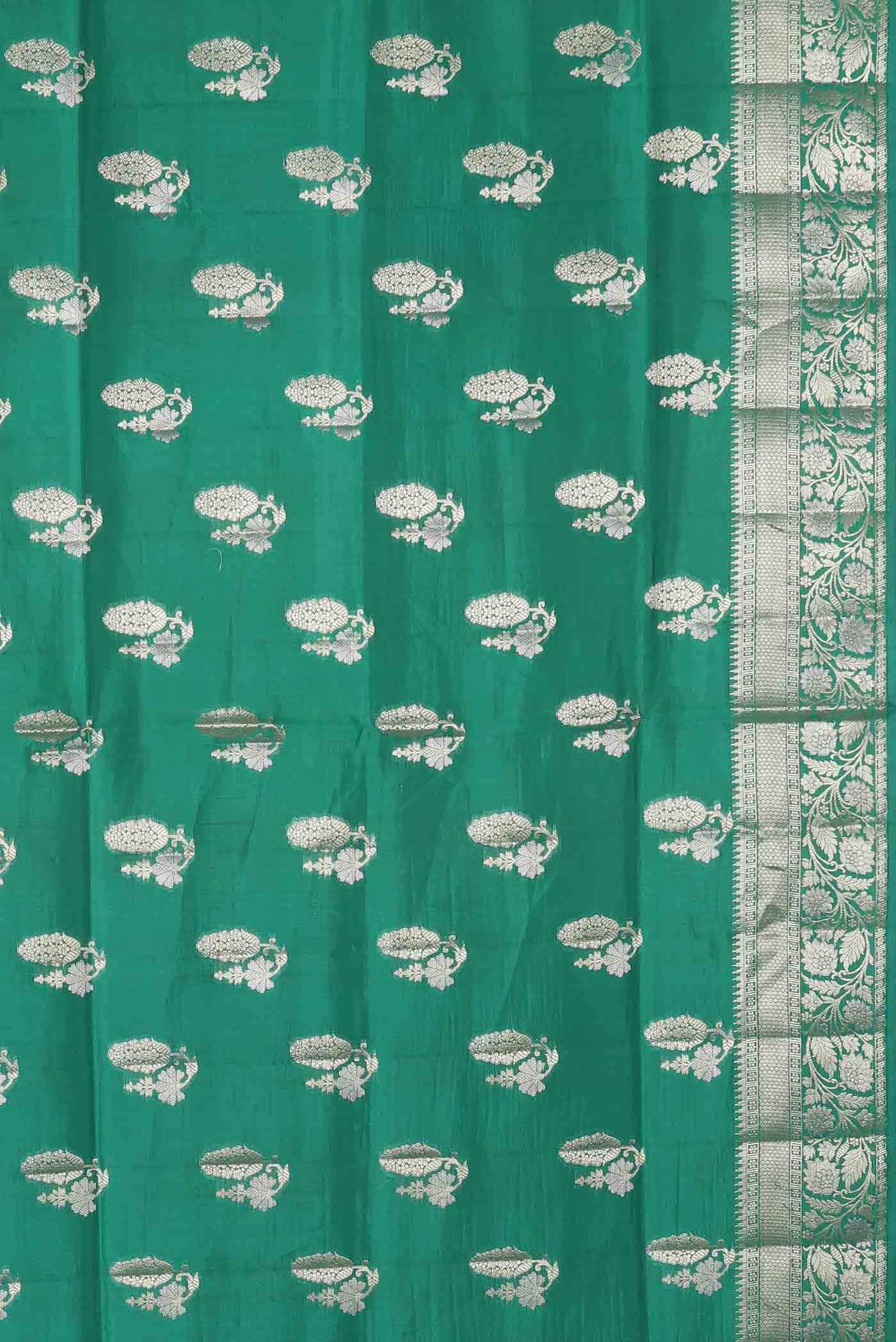 Green Banarasi Raw Silk Saree