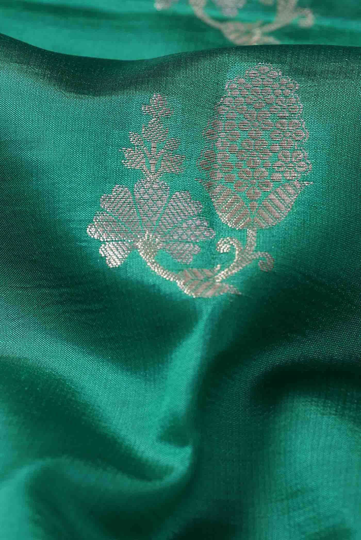 Green Banarasi Raw Silk Saree