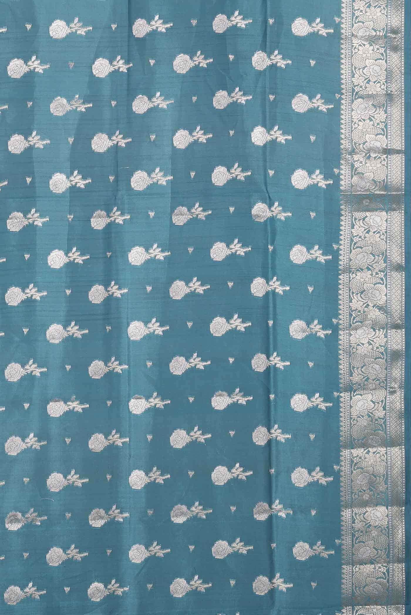 Blue Banarasi Raw Silk Saree