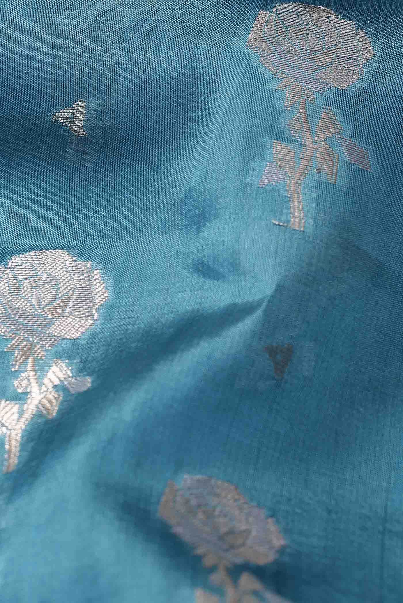 Blue Banarasi Raw Silk Saree