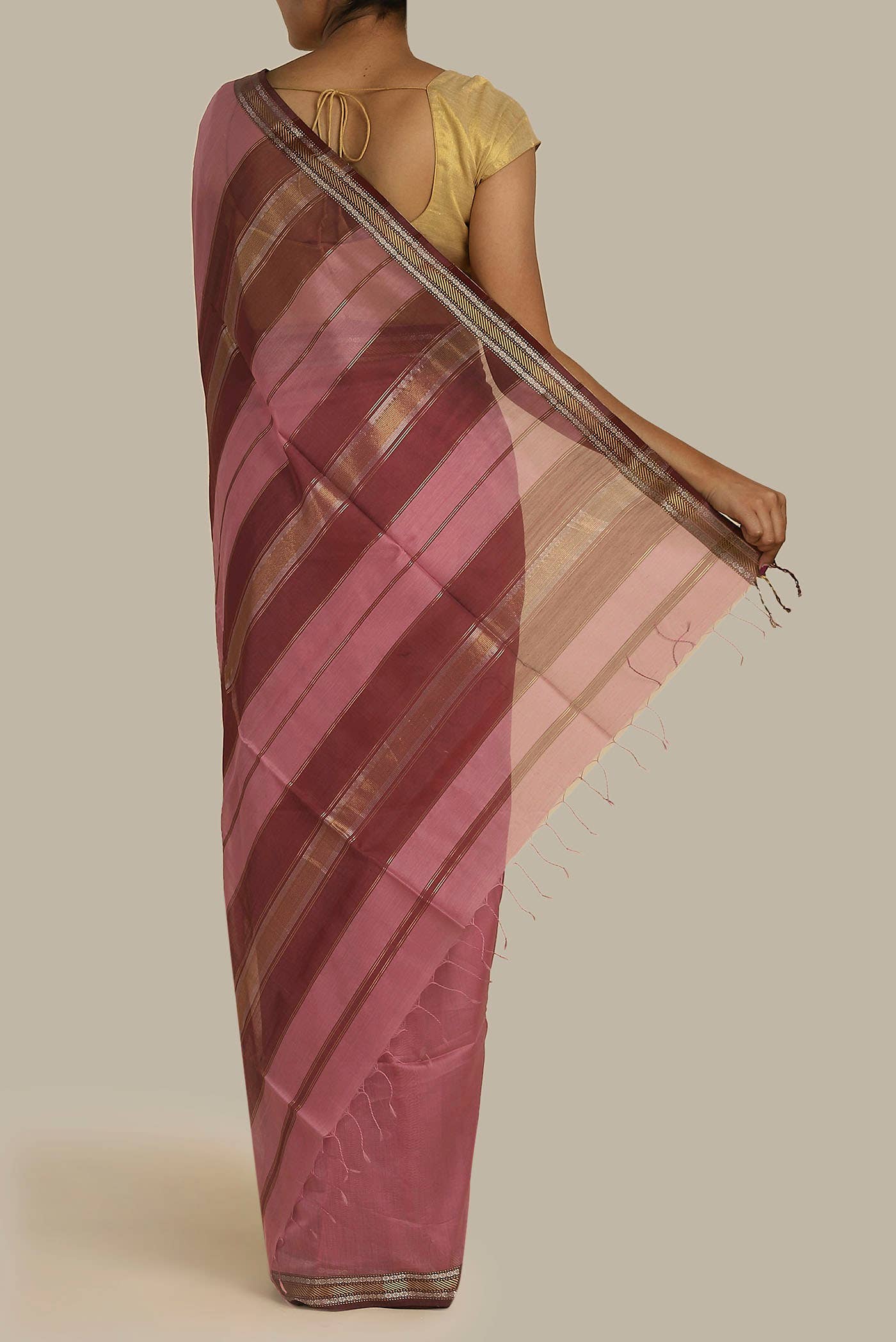 Pink Maheshwari Silk Cotton Saree