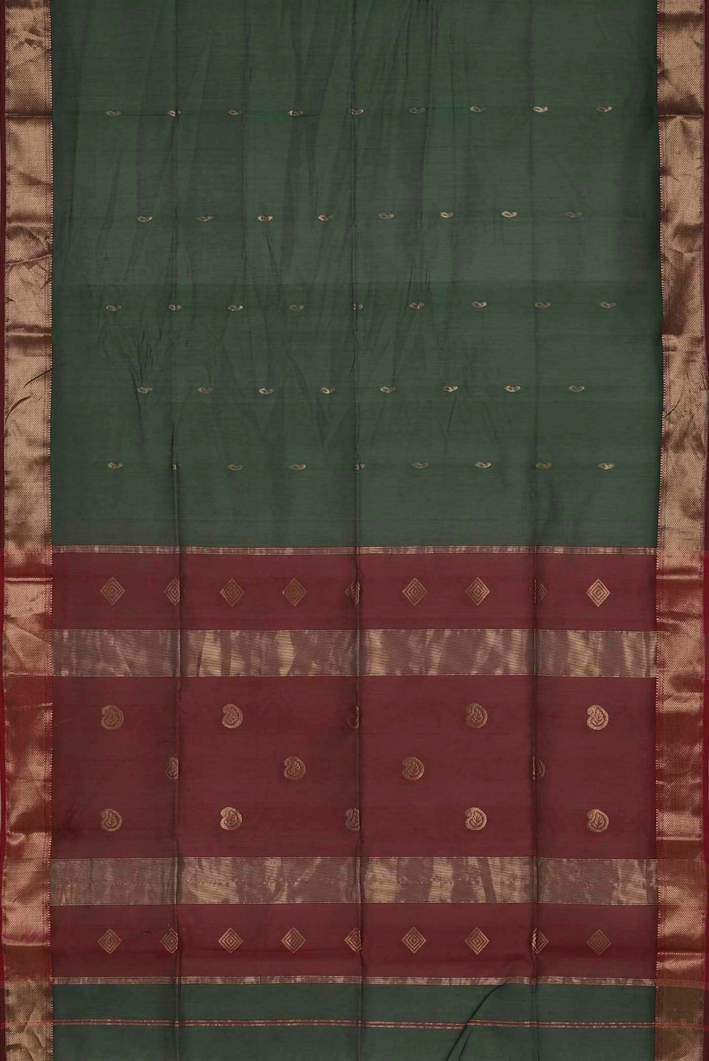 Green Maheshwari Silk Cotton Saree
