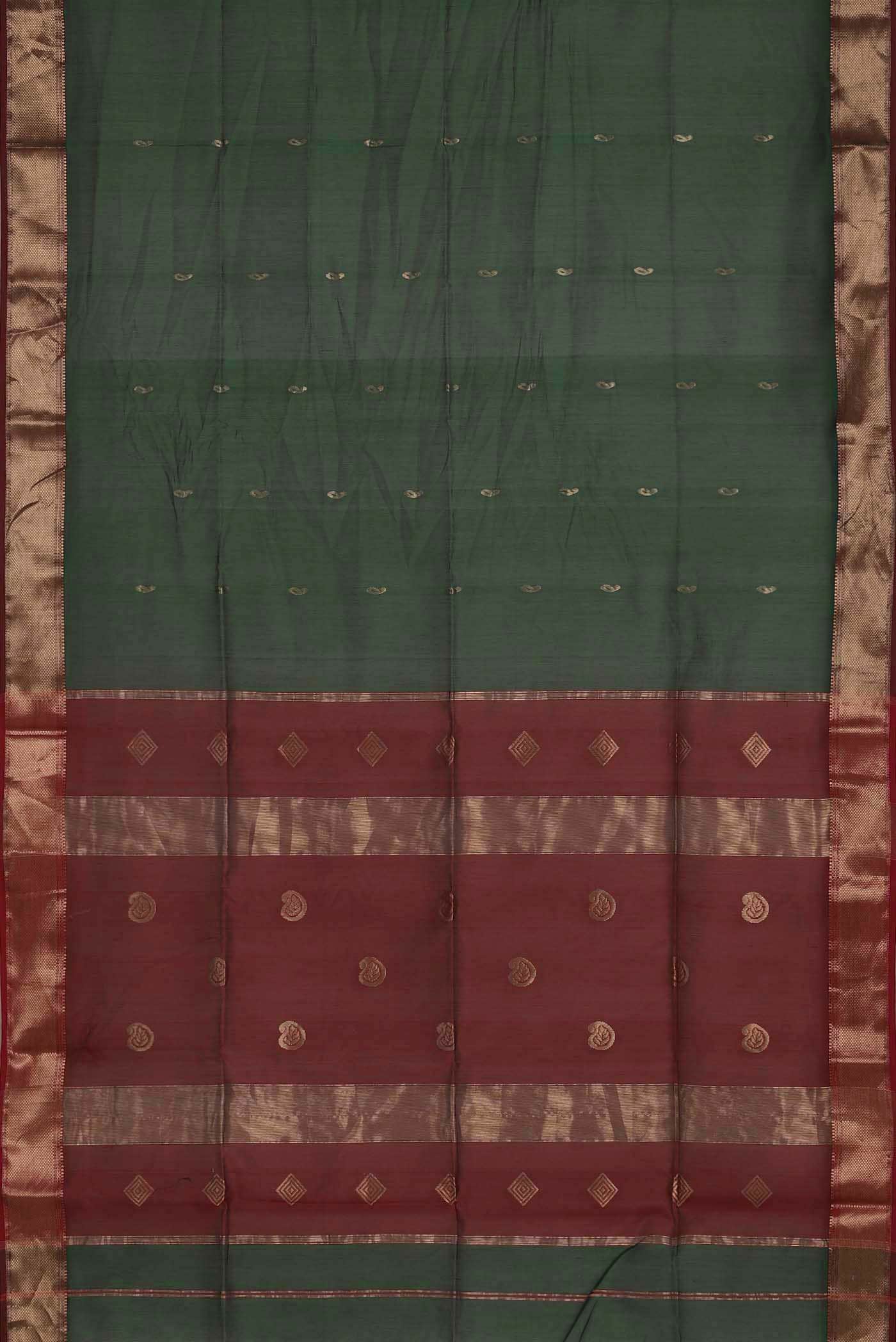 Green Maheshwari Silk Cotton Saree