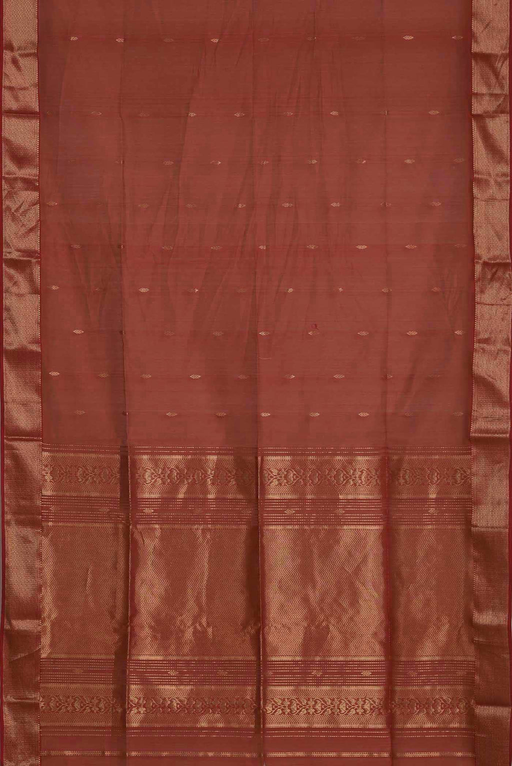Rust Maheshwari Silk Cotton Saree