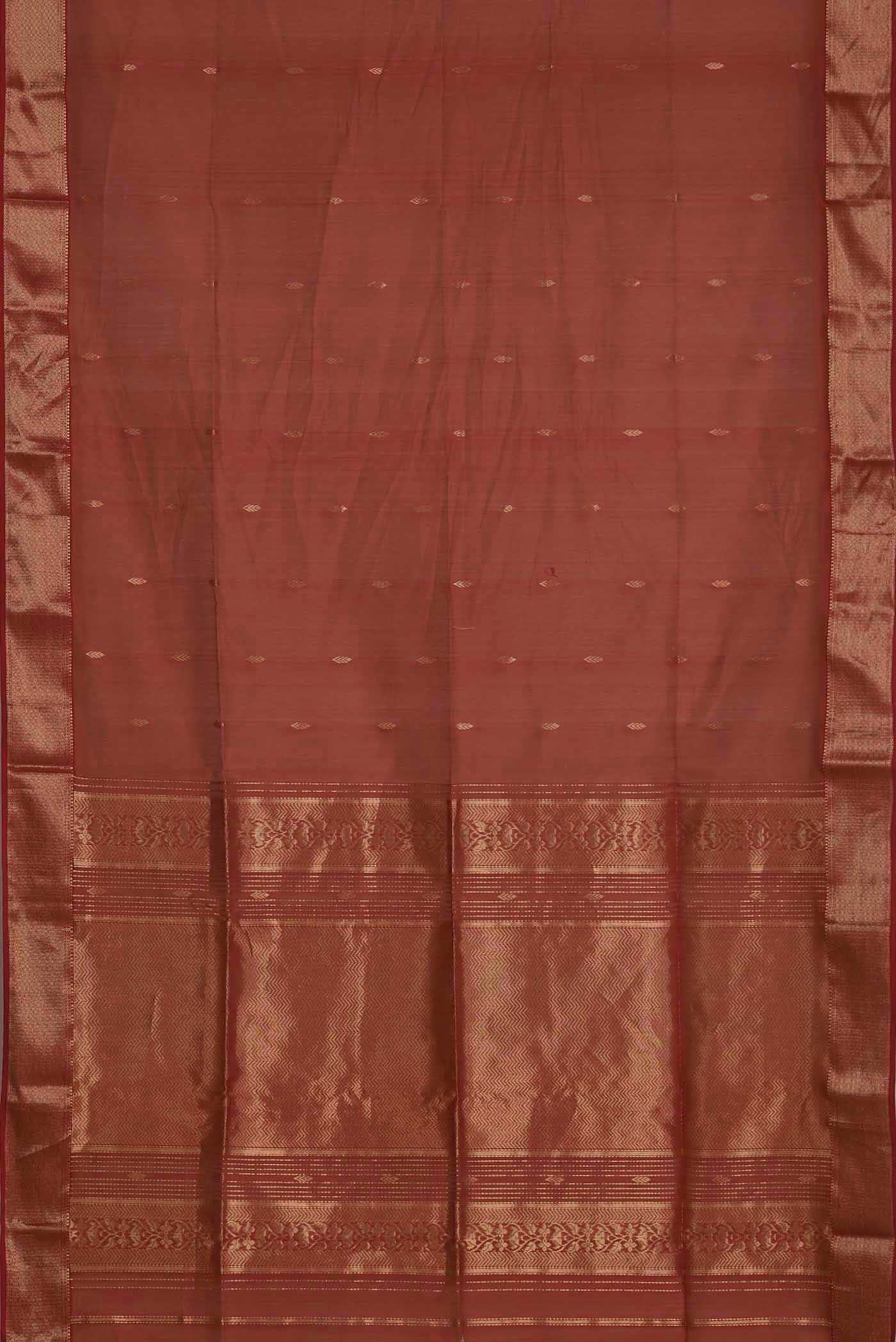 Rust Maheshwari Silk Cotton Saree