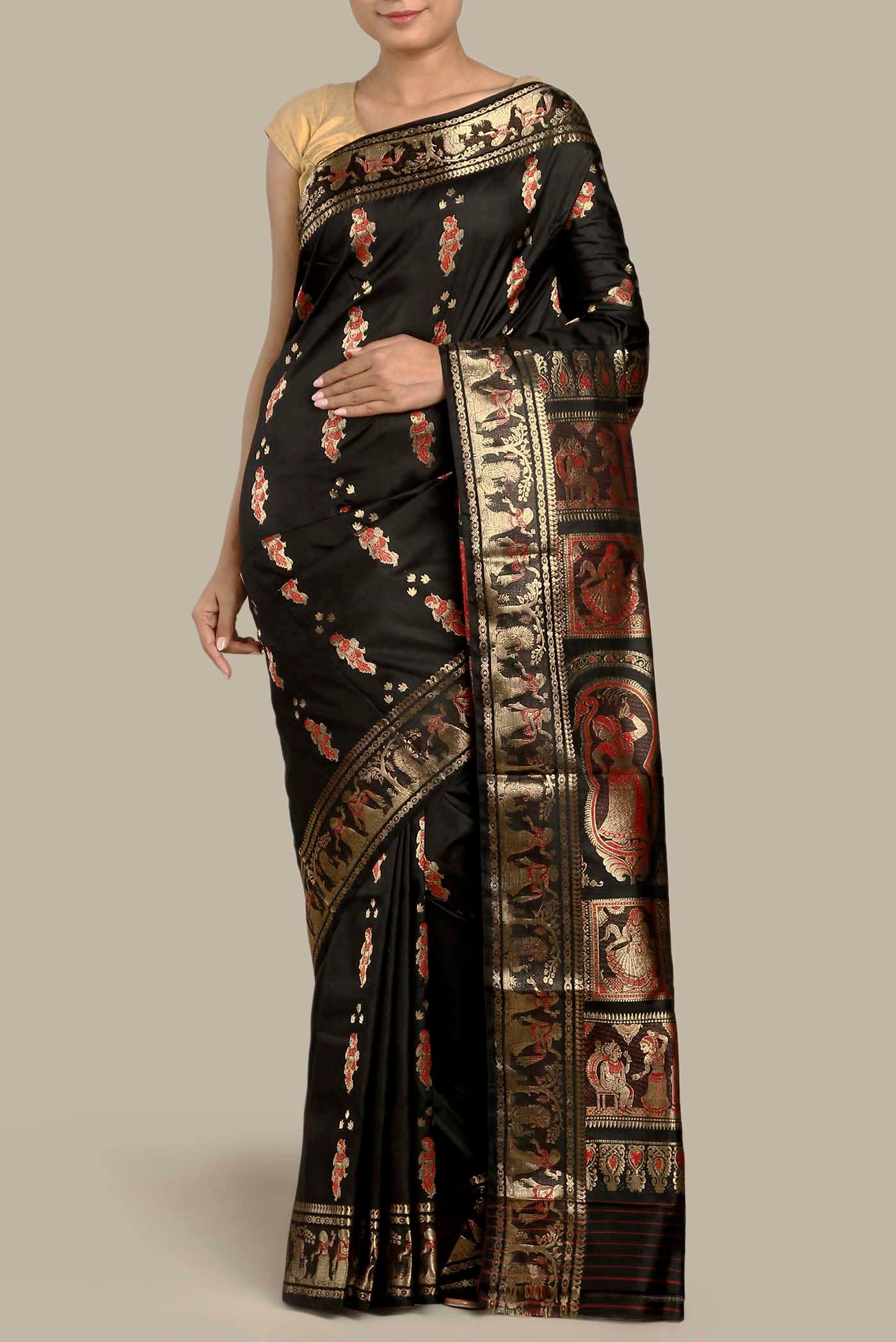 Black Baluchari Silk Saree