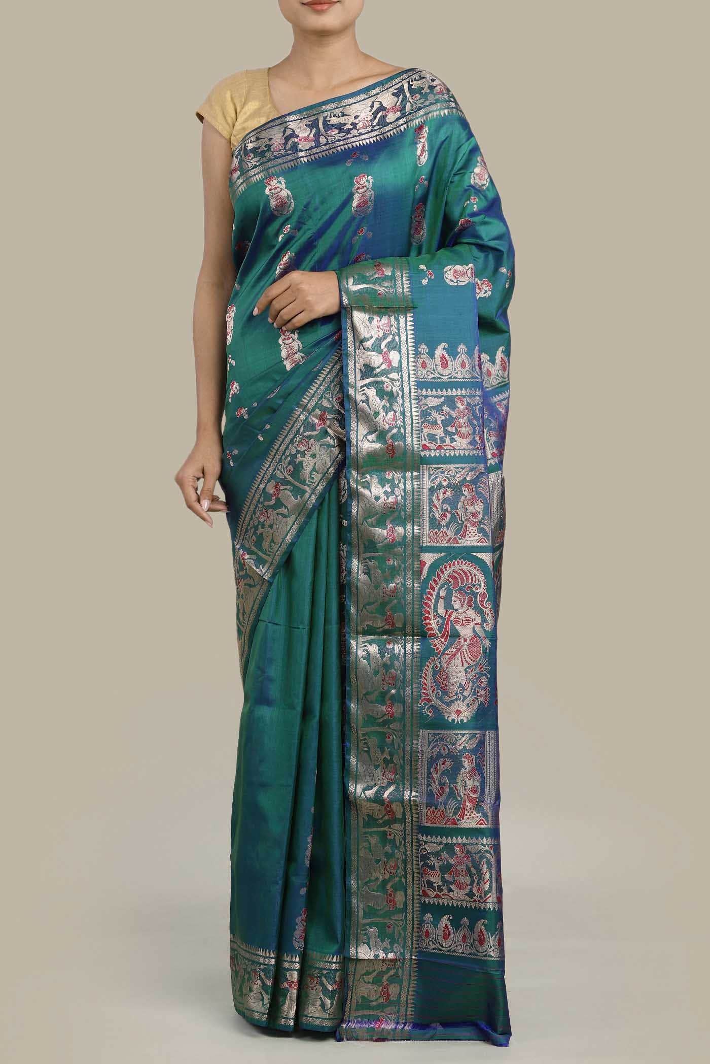 Blue Baluchari Silk Saree