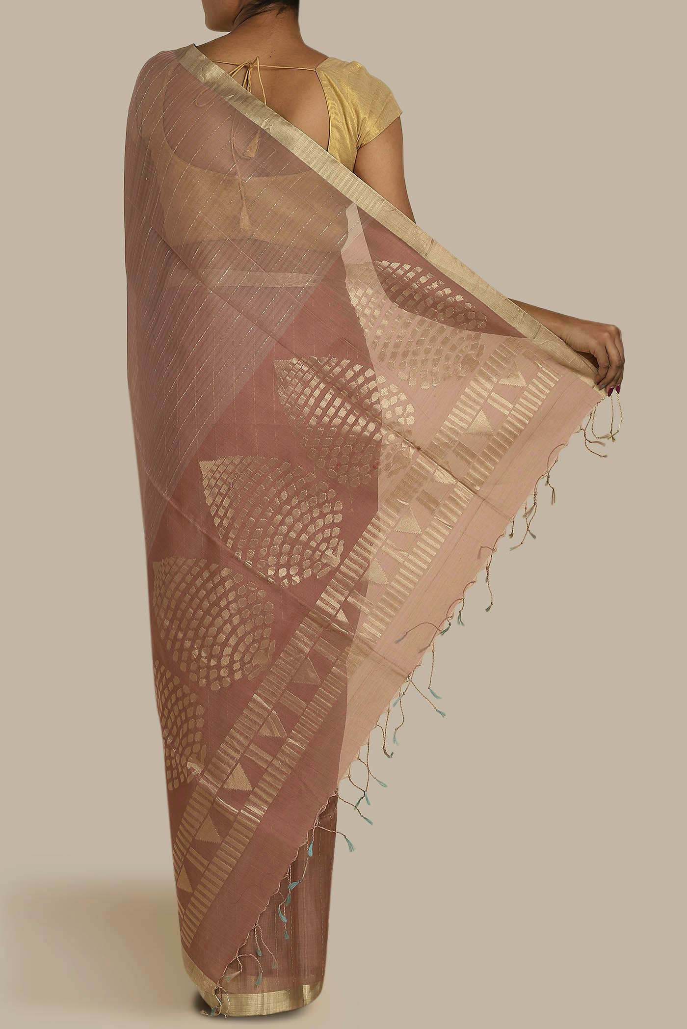 Rose pink Silk Cotton Saree