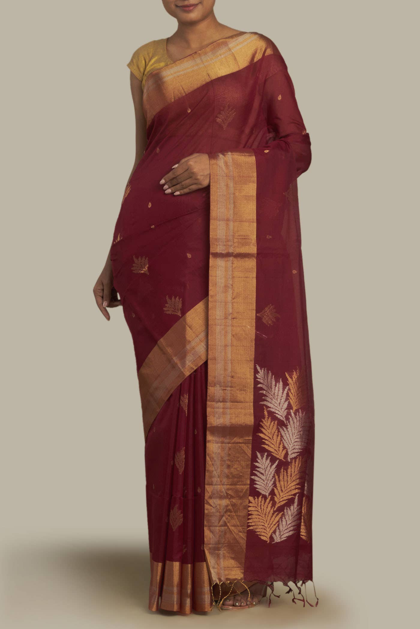 Maroon Silk Cotton Saree