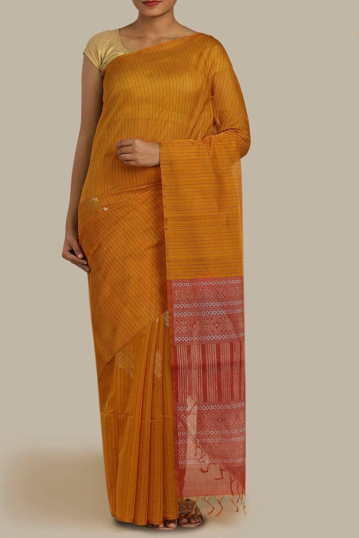 Yellow Silk Cotton Saree