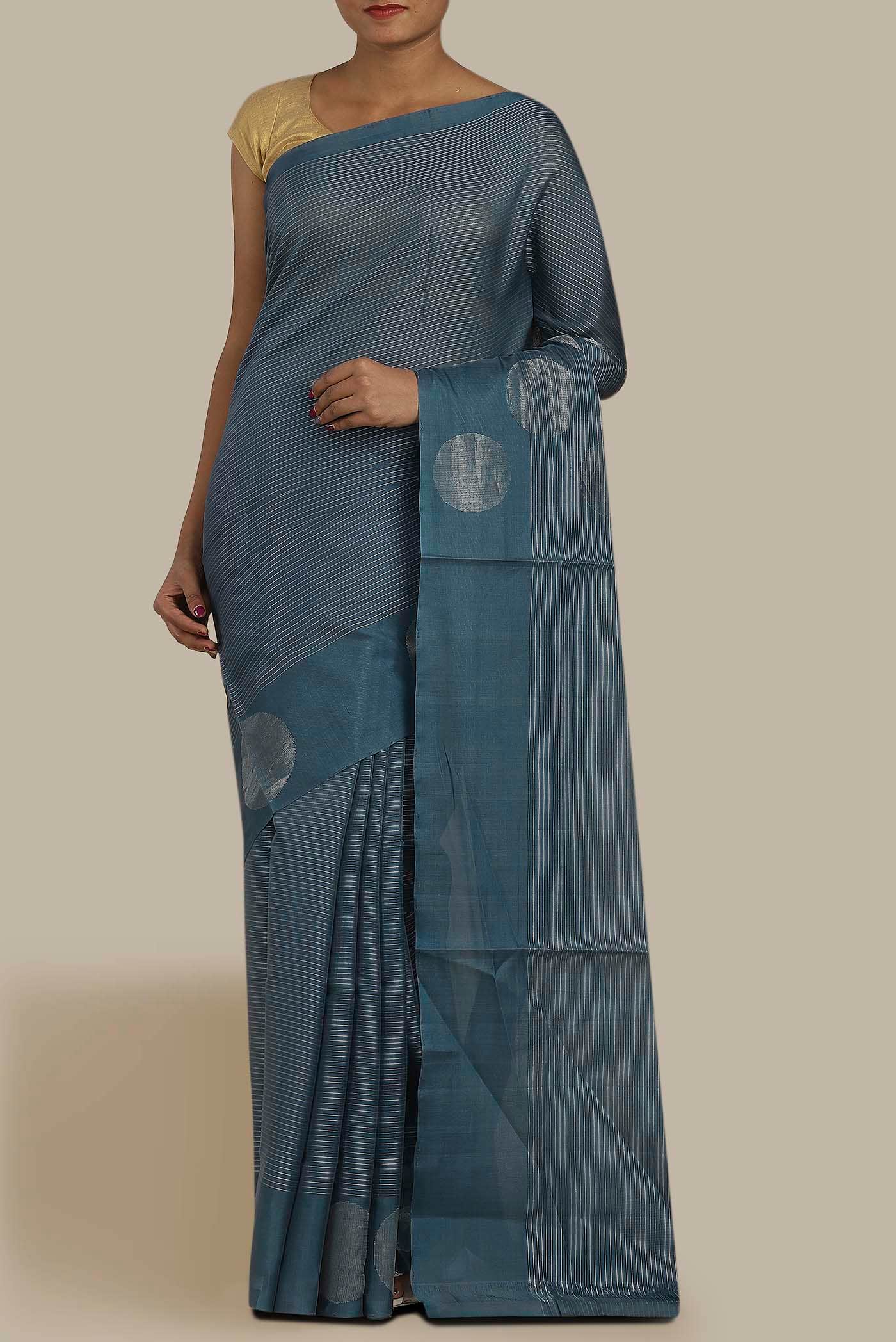 Blue Silk Cotton Saree