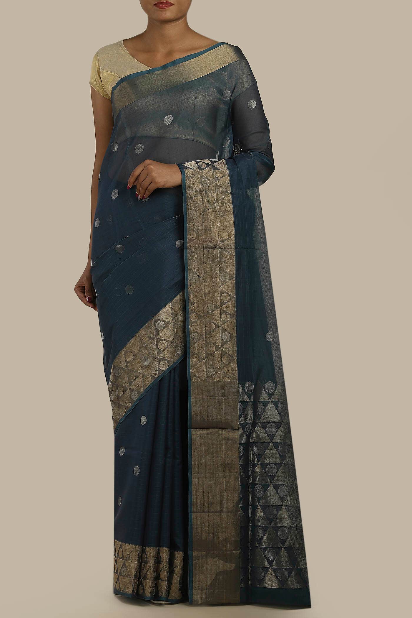 Blue Silk Cotton Saree