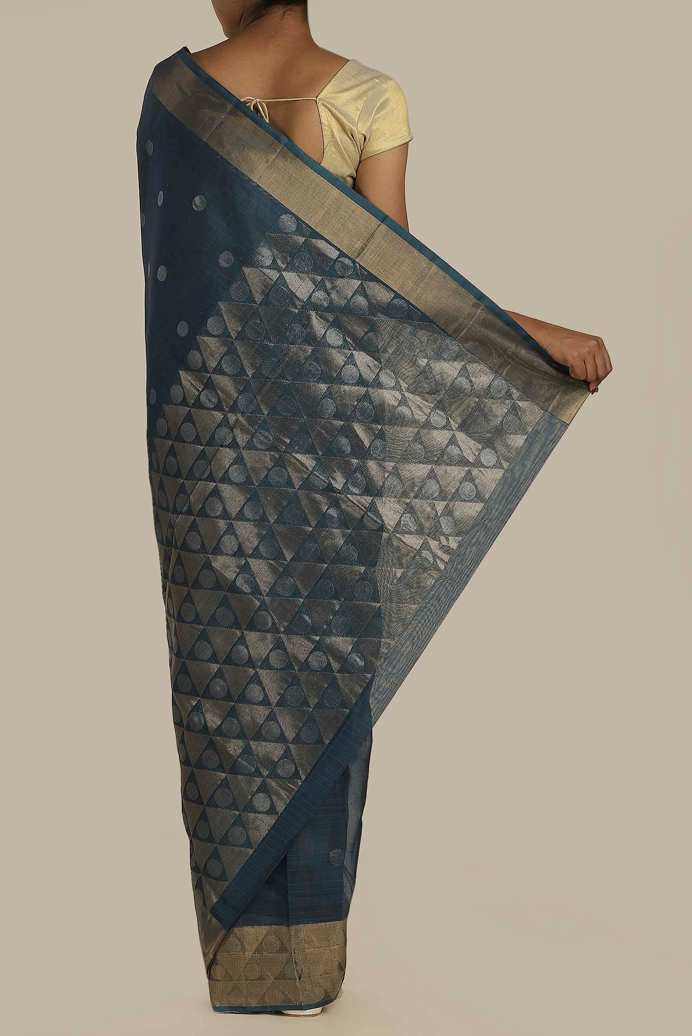 Blue Silk Cotton Saree