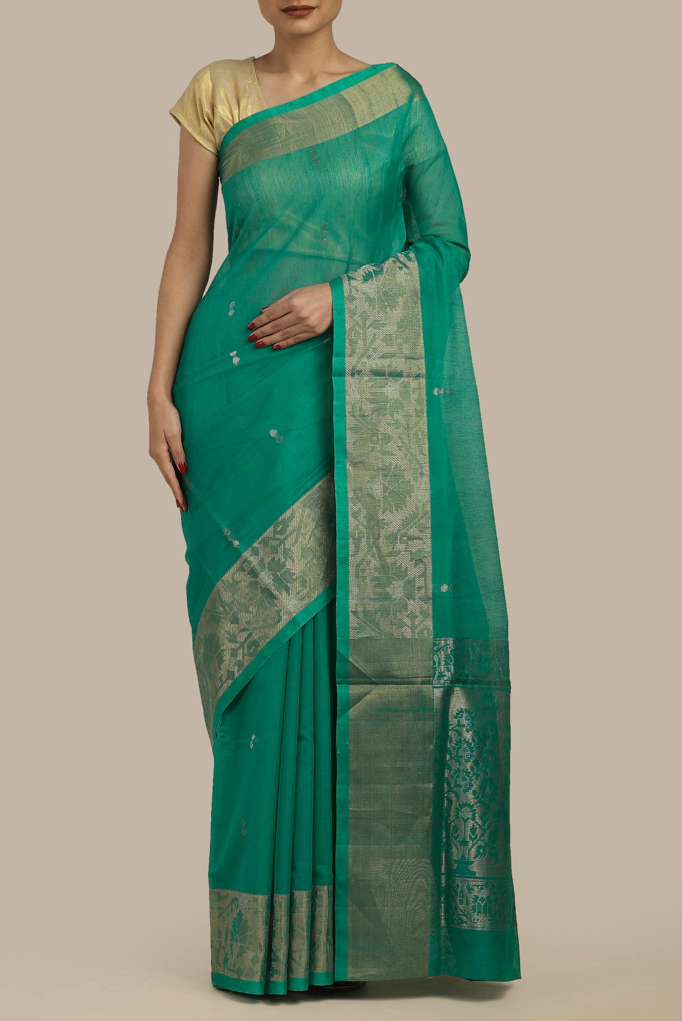 Green Silk Cotton Saree