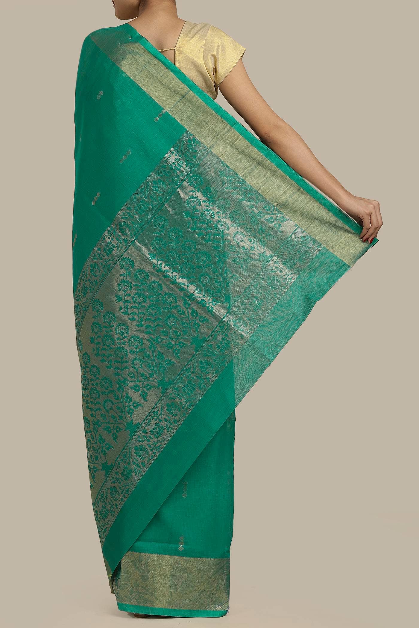 Green Silk Cotton Saree