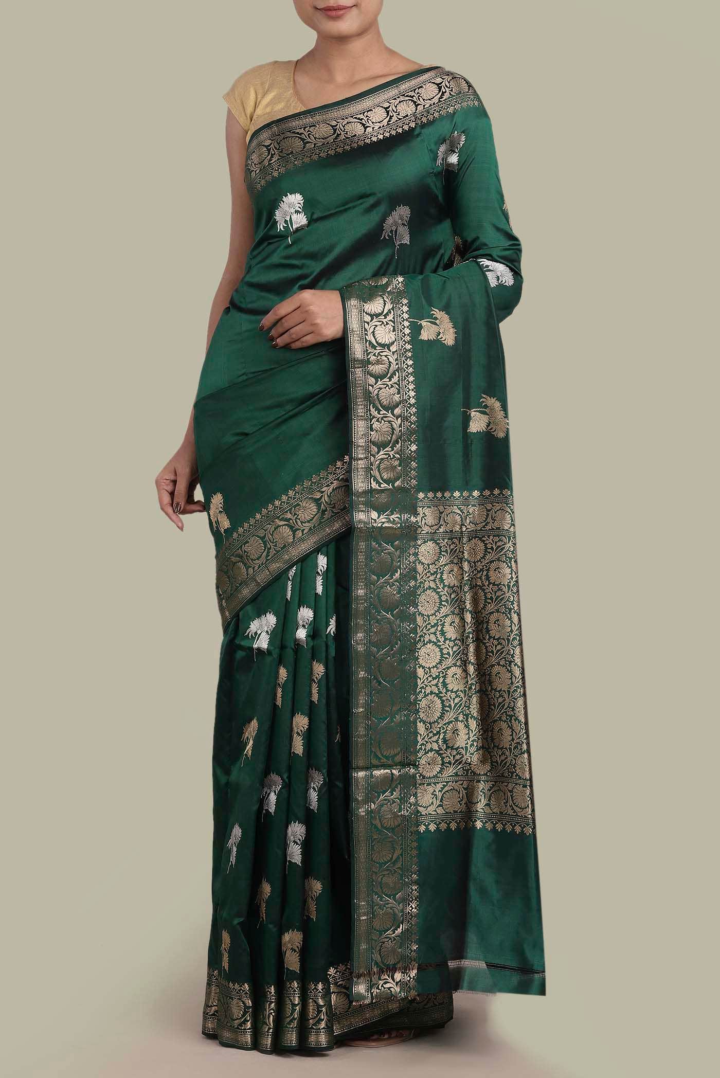 Green Banarasi Katan Silk Saree